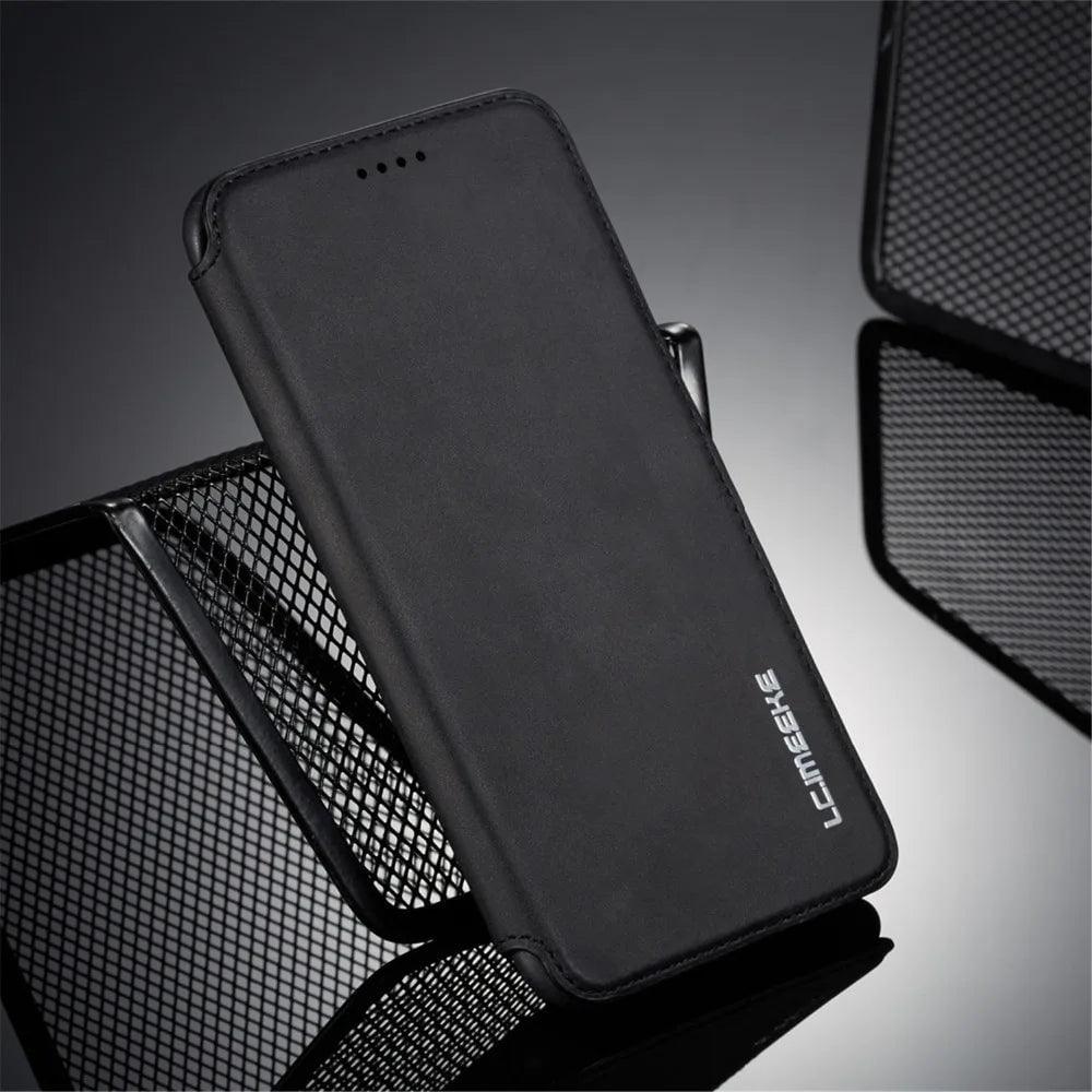 Samsung Galaxy S24 Leather Stand Cover Case - Premium Protective Phone Cover with Kickstand for Hands-Free Viewing - Perfect for Watching Videos, Video Calls, and More