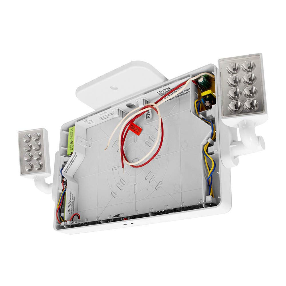 LFI Lights - UL Listed Thin Combo Green LED Exit Sign with Emergency Lights | White Housing | 2 Adjustable Heads | Hardwired with Battery Backup (2 Pack) | Perfect for Offices, Schools & Commercial Buildings