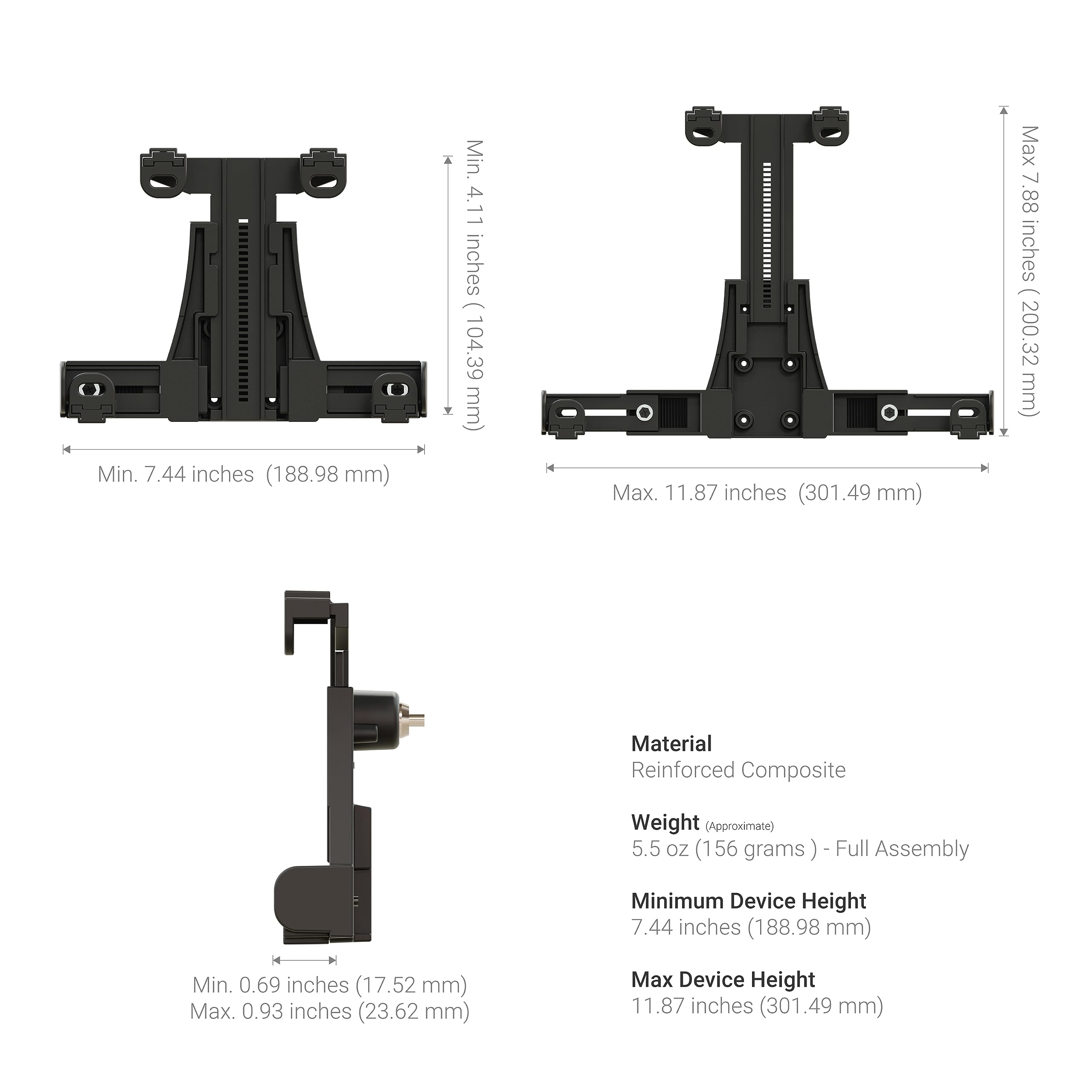 ARKON Forklift Locking Tablet Mount - Adjustable 8.5-inch Shaft Arm for iPad & Samsung Tablets | Secure & Easy Installation | Durable Warehouse Vehicle Accessory | Perfect for Inventory Management & Logistics Operations