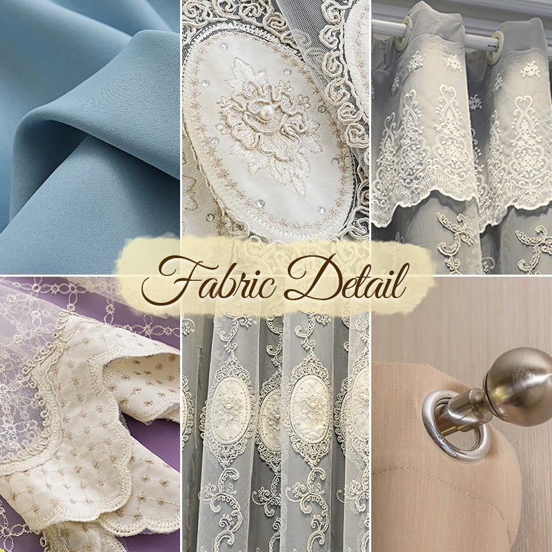 Galilea Two Layer French Style Embroidery Blackout Custom Curtains for Living Room & Bedroom - Elegant Window Treatment for Home Decor