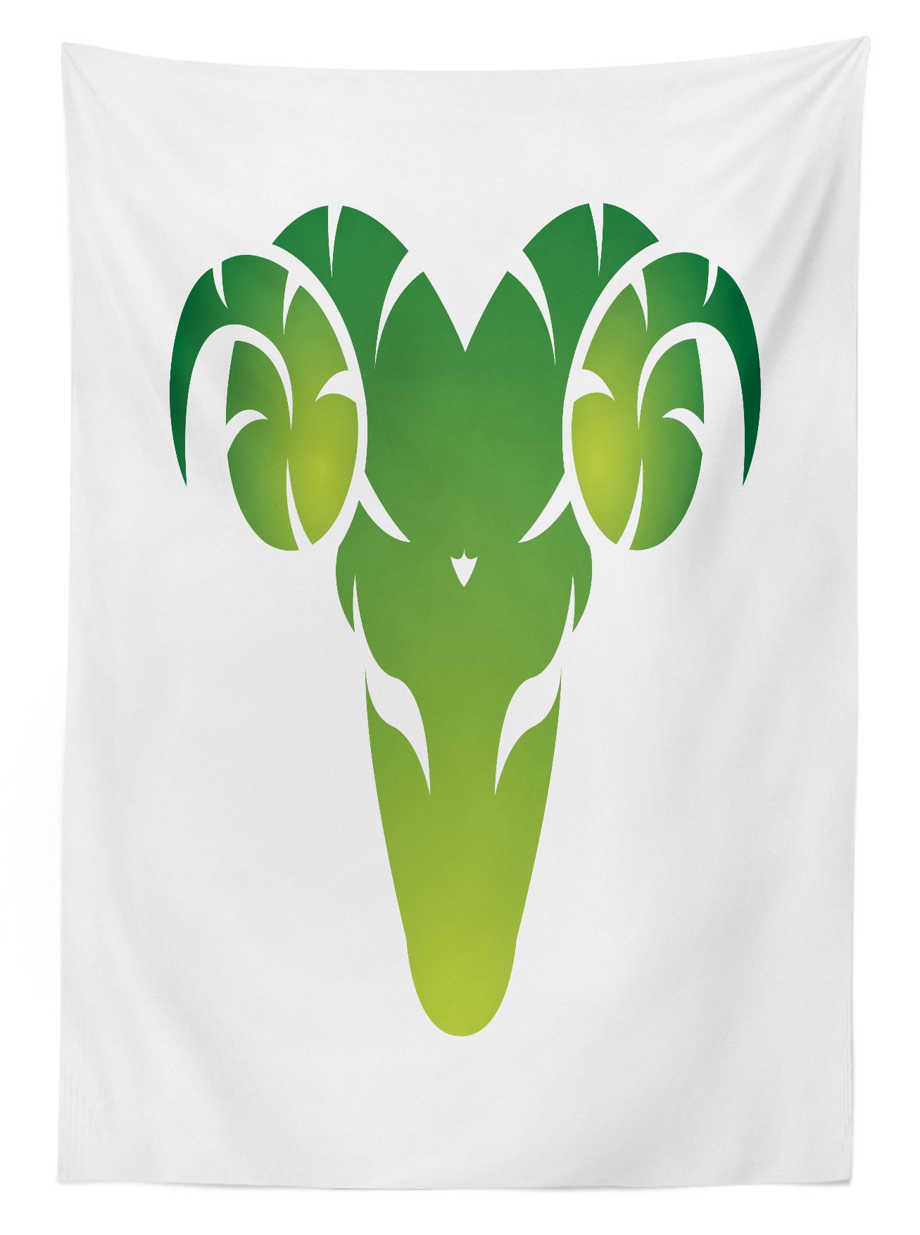 Ambesonne Zodiac Aries Outdoor Tablecloth - Green Abstract Aries Head Silhouette Horoscope Design - Washable Picnic Table Cover 58