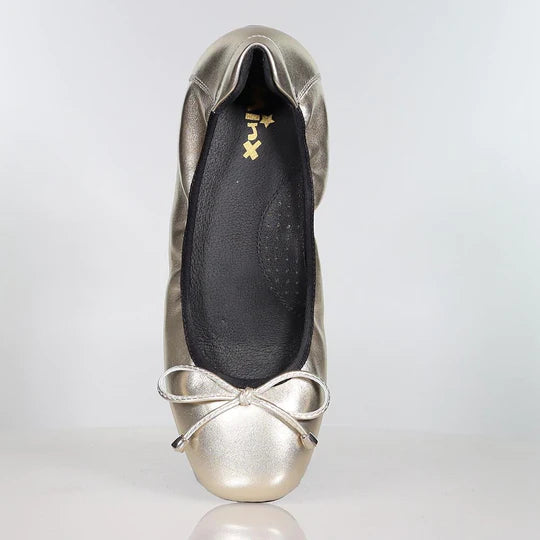 Minx Melody Gold Leather Ballet Flats for Women - Elegant & Comfortable Dance Shoes for Ballroom, Wedding, and Everyday Wear