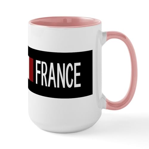White/Pink Inside - France: French Flag & France Large Mug