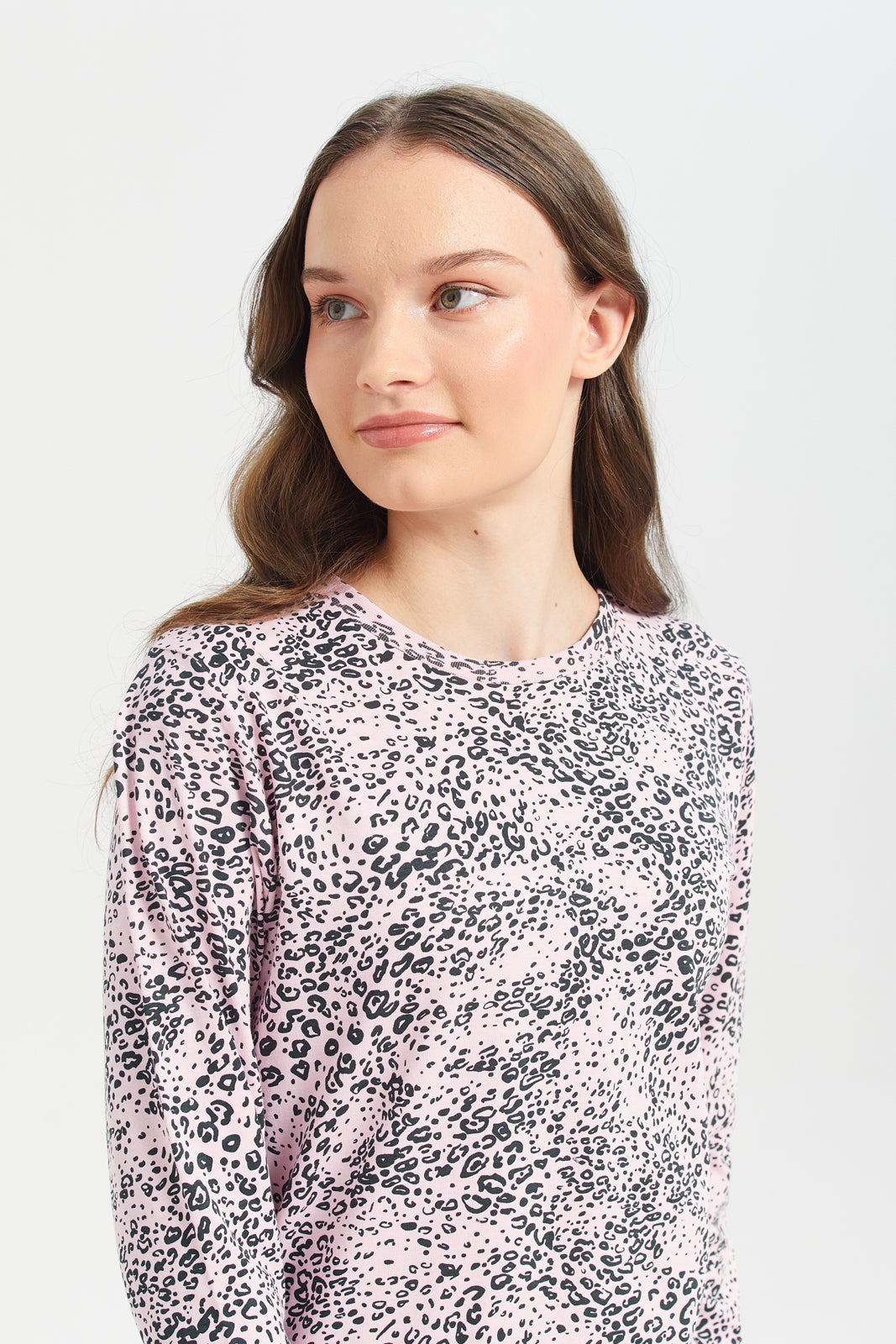 Animal Print Long Sleeve Basic T-Shirts for Women - Soft Cotton Casual Shirt for Fall & Winter - Perfect for Daily Wear, Work, and Weekend Outings