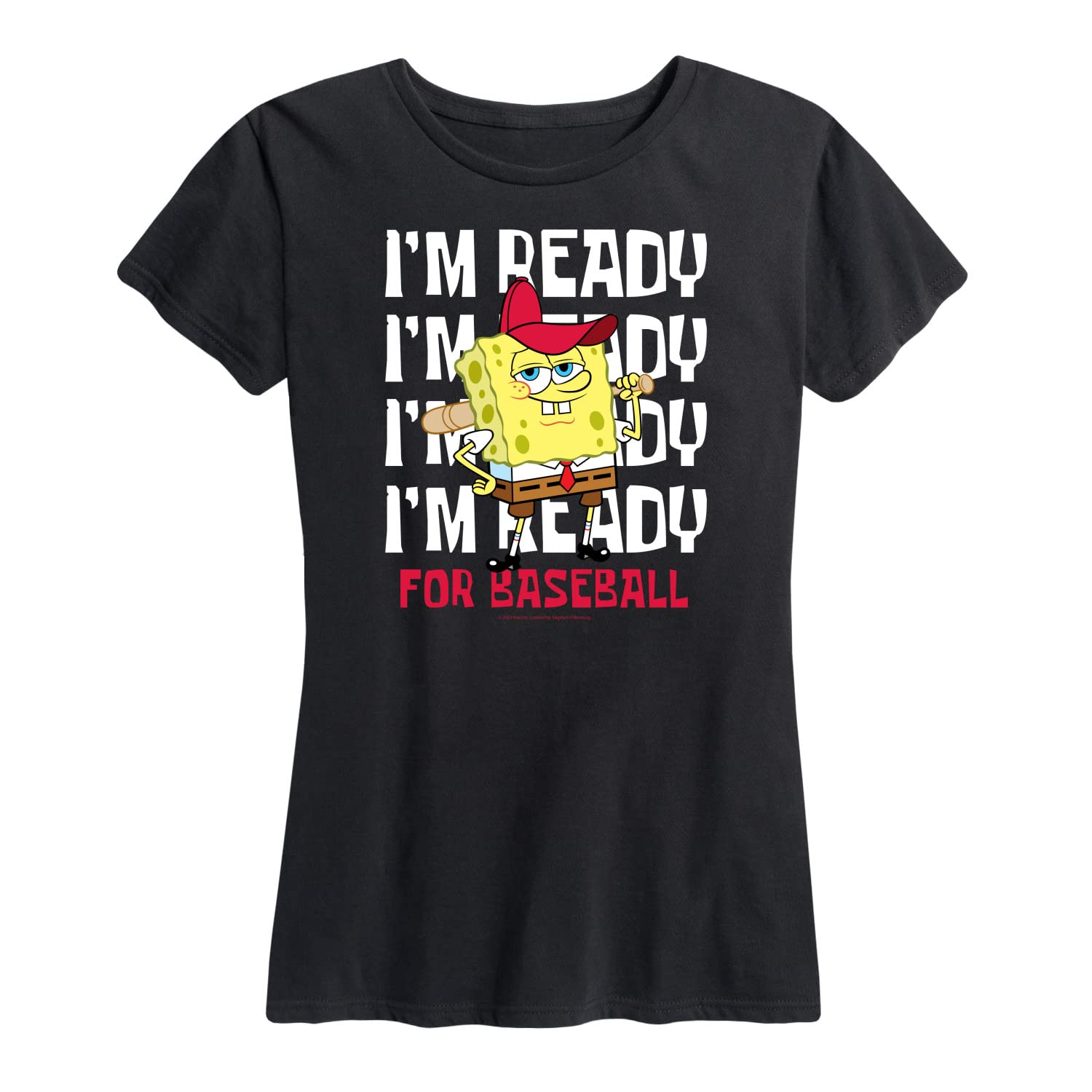 Spongebob Squarepants Baseball Graphic T-Shirt for Women - Soft Short Sleeve Casual Tee - Perfect for Game Day, Cosplay & Everyday Wear