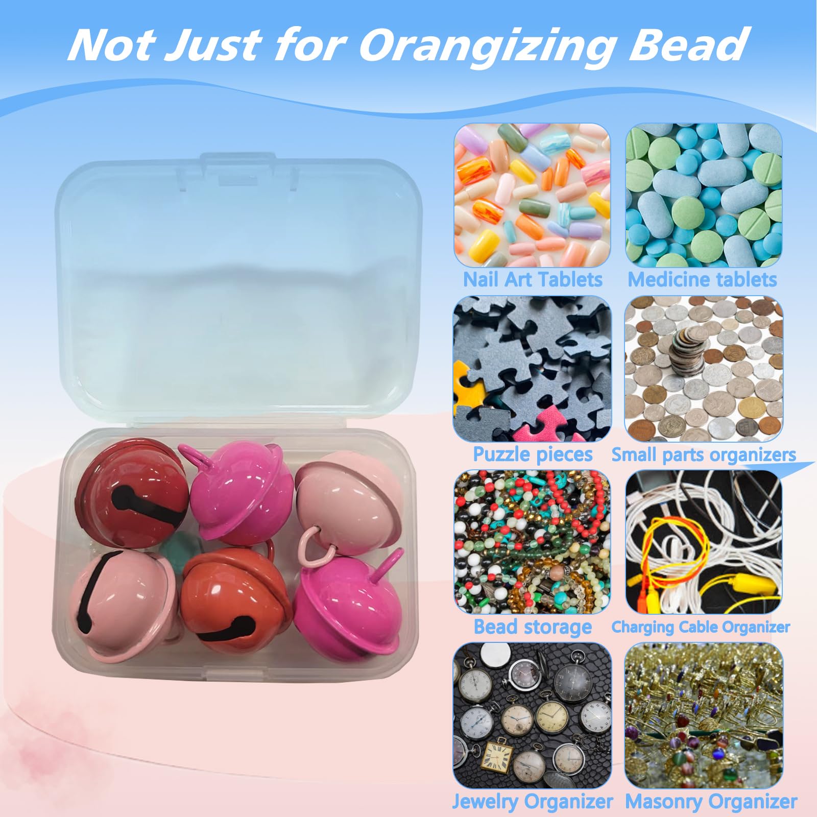 Clear Plastic Bead Organizer Box with Lid - Small Storage Container for DIY Crafts, Jewelry Making, Nail Art, Diamond Painting & Pills - Portable Craft Organizer for Home, Office & Travel Use