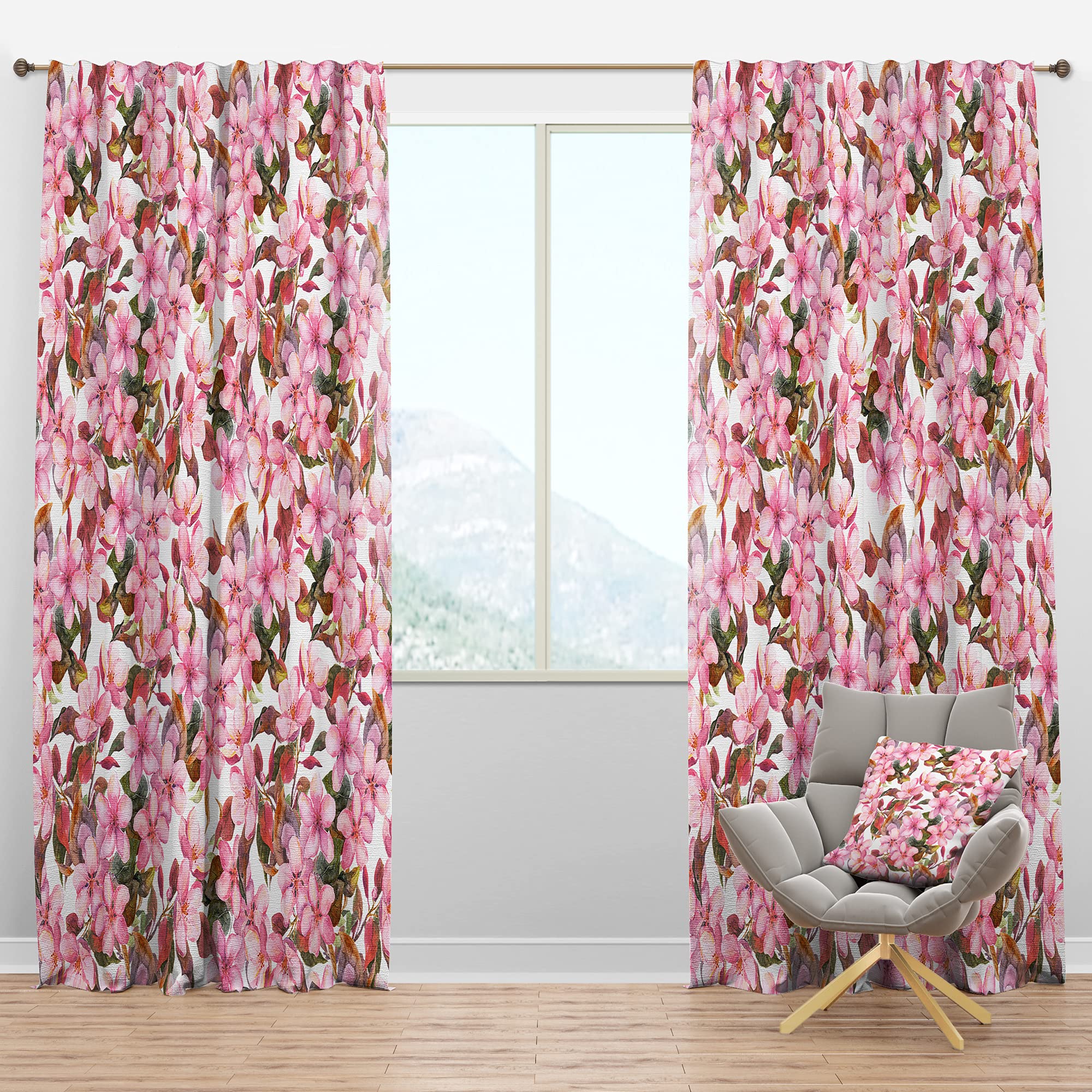 DesignQ Blackout Curtains 'Pink Blossoming Tropical Flowers' - Thermal Insulated Single Panel (52x63 inches) for Bedroom & Living Room - Perfect for Light Blocking, Privacy & Energy Savings