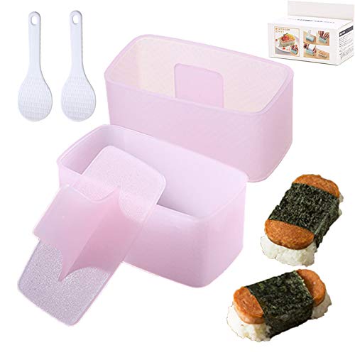 2-Pack Spam Musubi Maker Mold - Sushi Rice Press, Onigiri Mold & Luncheon Meat Press with Rice Paddle - Perfect for Hawaiian Snacks, Bento Boxes & Homemade Sushi Making
