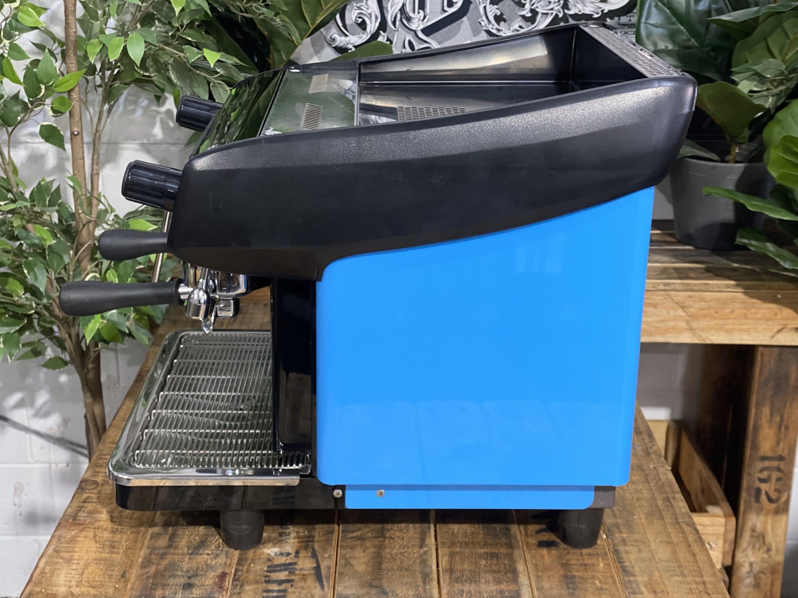 Expobar MegaCrem Compact High Cup 2 Group Espresso Machine - Blue & Black Commercial Coffee Maker for Cafes, Restaurants & Coffee Shops