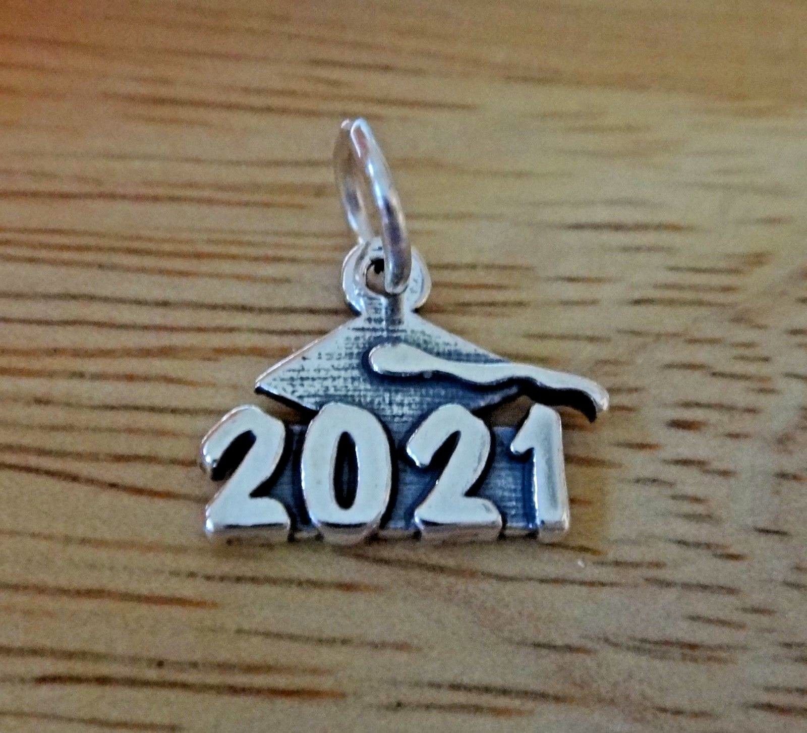 2024 Sterling Silver 15x12mm Graduation Cap Charm - High School & College Jewelry Making Supplies for Pendants, Bracelets & DIY Crafts | Perfect for Graduation Gifts & Party Favors