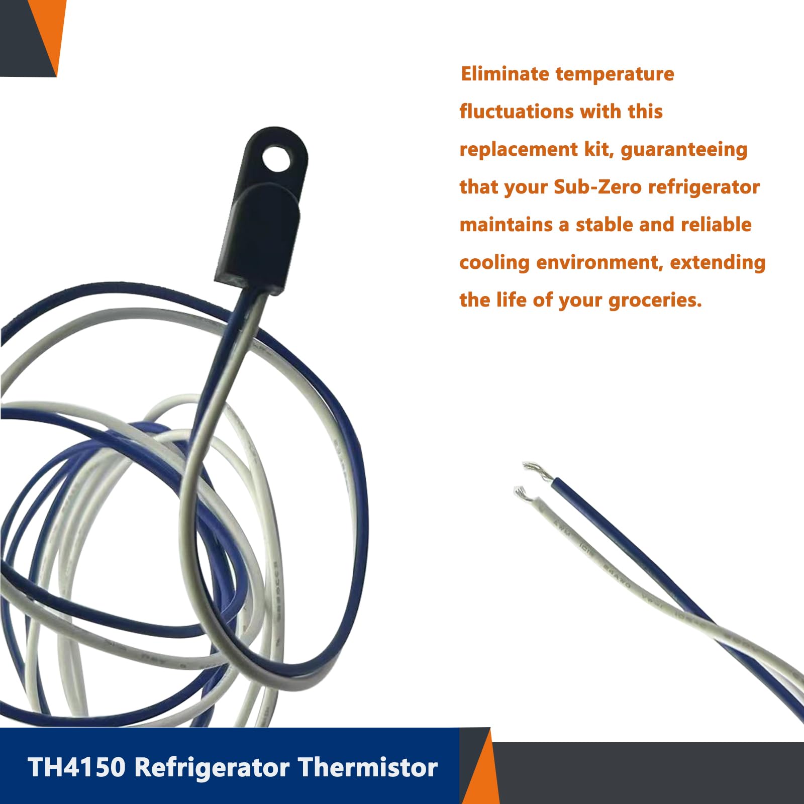 4204150 Refrigerator Thermistor Temperature Sensor Replacement - Compatible with Freezer & Refrigerator Models TH4150, 4204150S, 3014350 | Accurate Temperature Monitoring for Food Safety & Appliance Efficiency