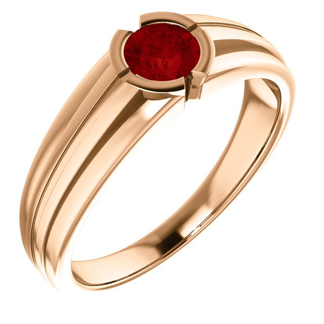 14KT Gold Men's Solitaire Ring with 2/3 CT Ruby Bezel Setting - Elegant Jewelry for Weddings, Anniversaries & Special Occasions