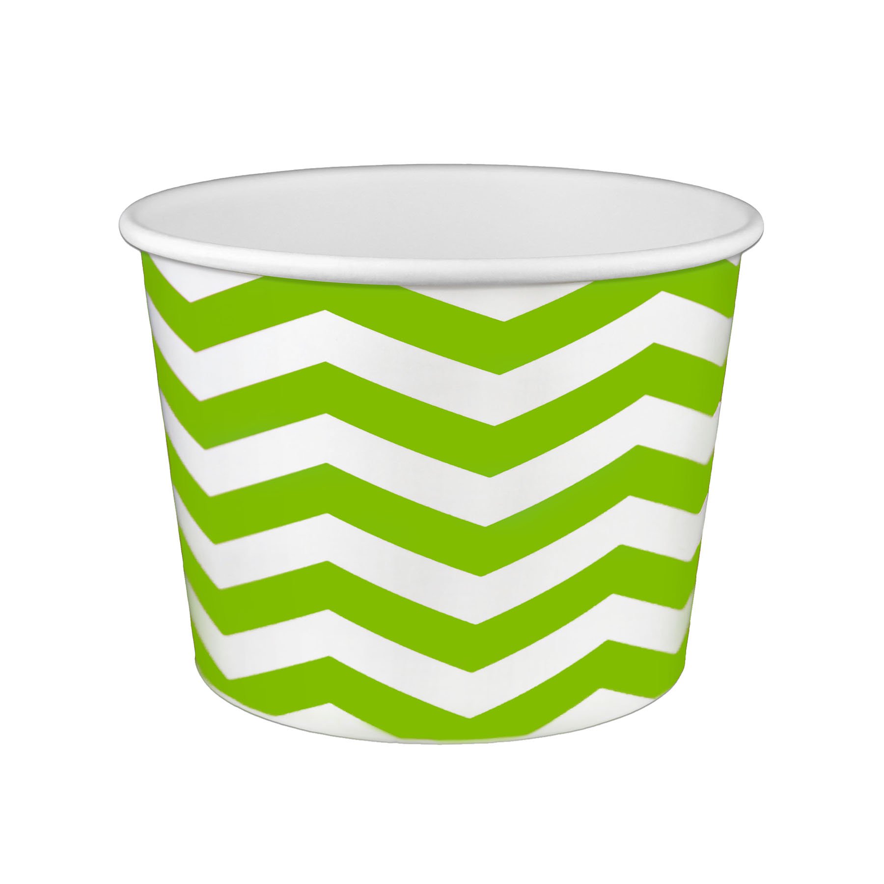16 oz Yogurt Paper Cups - 1000 Count Bulk Disposable (Chevron-Green) | Eco-Friendly Compostable | Perfect for Frozen Yogurt, Ice Cream & Dessert Shops, Cafes, Catering & Parties