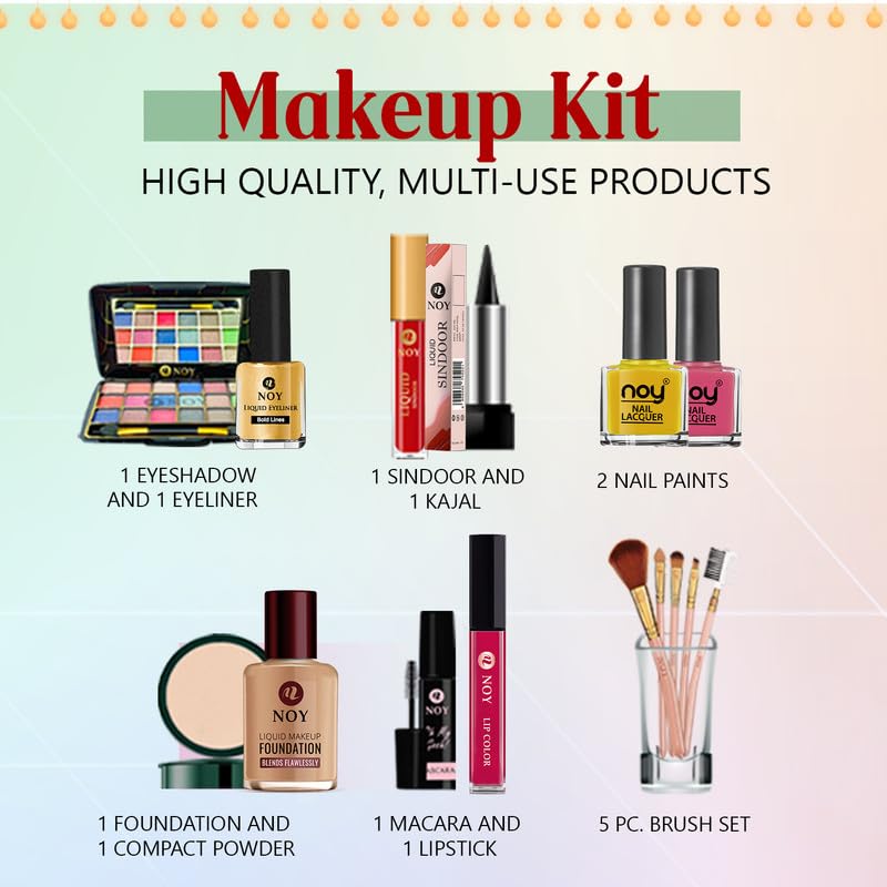 NOY 15-Piece All-in-One Makeup Kit Combo - Ethereal Beauty Smudgeproof & Non-Transfer Makeup Set (#807) | Perfect for Daily Use, Travel & Professional Makeup Artists