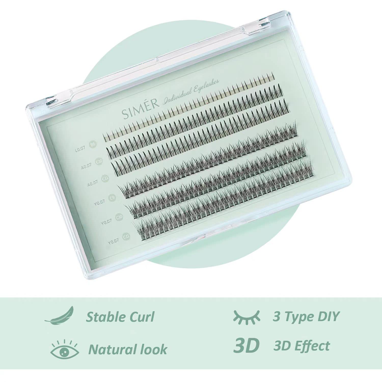 Natural False Eyelashes Extension Kit - 240 Clusters of 0.07mm Thin Individual Lashes in 3 Styles (Fishtail, A Type, Bottom Lashes) 6-11mm for DIY Salon & Home Makeup - Perfect for Bridal, Party, and Daily Wear