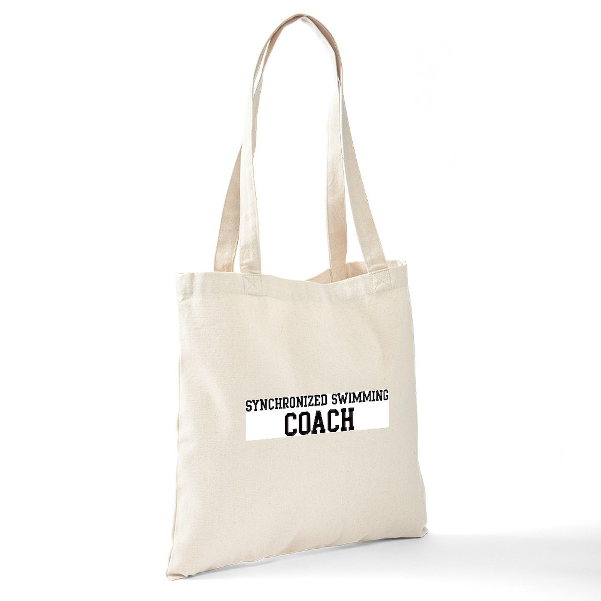 Synchronized Swimming Coach Tote Bag - Natural Canvas Reusable Shopping Bag for Coaches, Athletes & Fans | Perfect for Swim Meets, Practice & Groceries