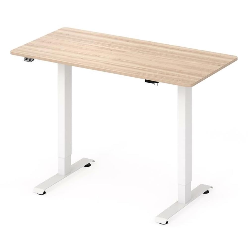 Tilah Adjustable Height Metal Office Desk - Natural Finish | Ergonomic Home & Workspace Furniture for Standing & Sitting Comfort