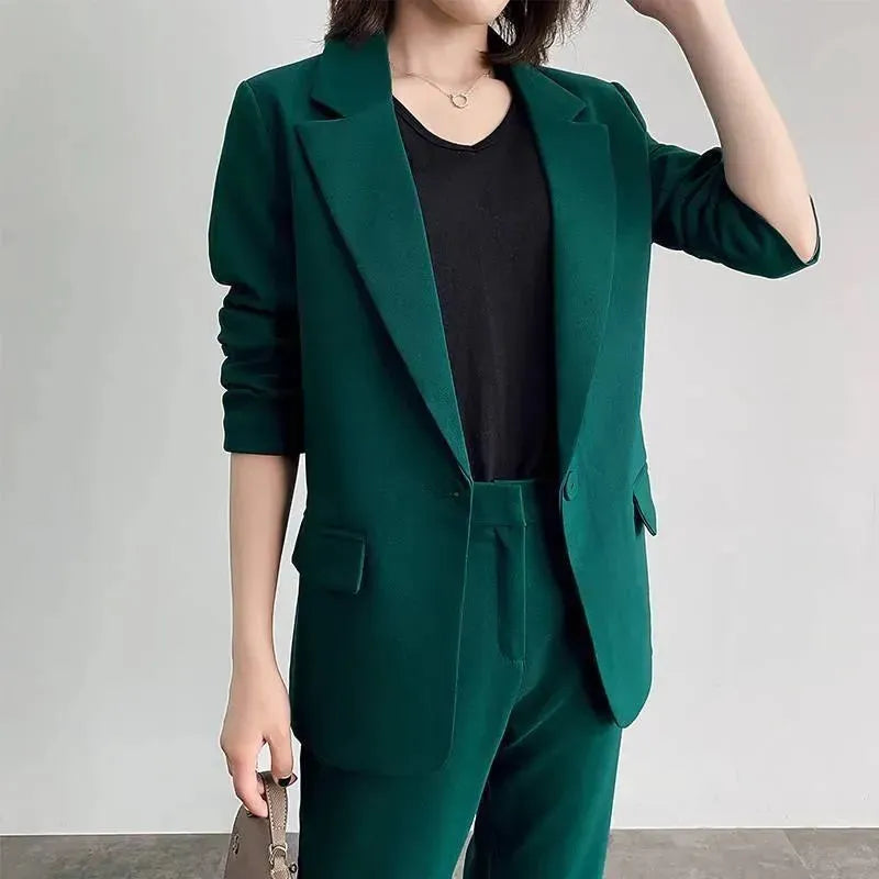 Professional Women's Pantsuit for Realtors - Business Formal Office Wear & Client Meetings - Comfortable Stretch Blazer & Dress Pants Set for Real Estate Agents