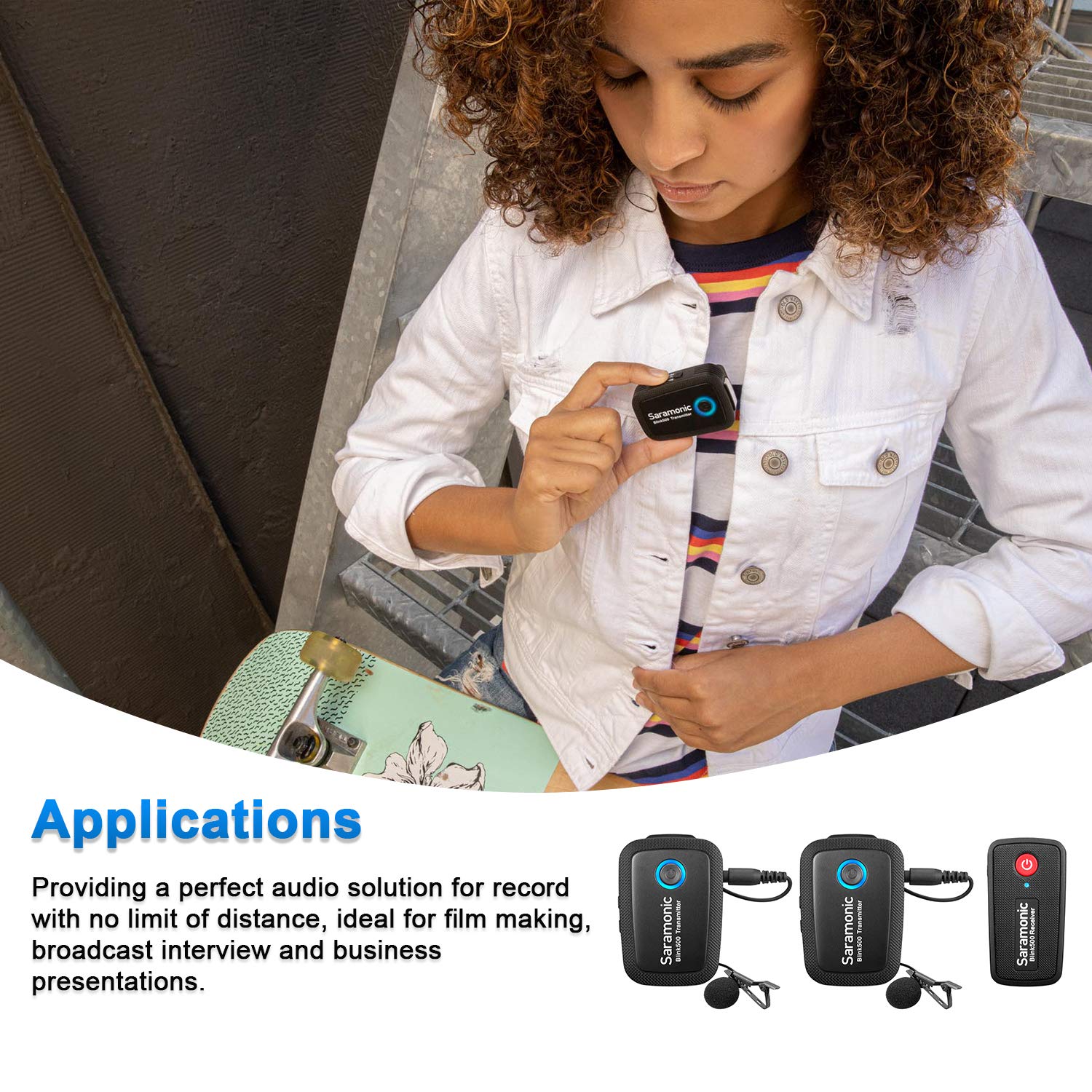 Saramonic Blink500 2.4GHz Wireless Microphone System - Ultracompact Dual-Channel Lavalier Mic for Smartphone, DSLR Camera, Tablet & Mirrorless - Perfect for YouTube, Facebook Live, Vlogging, Video Recording & Podcasting - Ideal for Content Creators, Streamers & Filmmakers