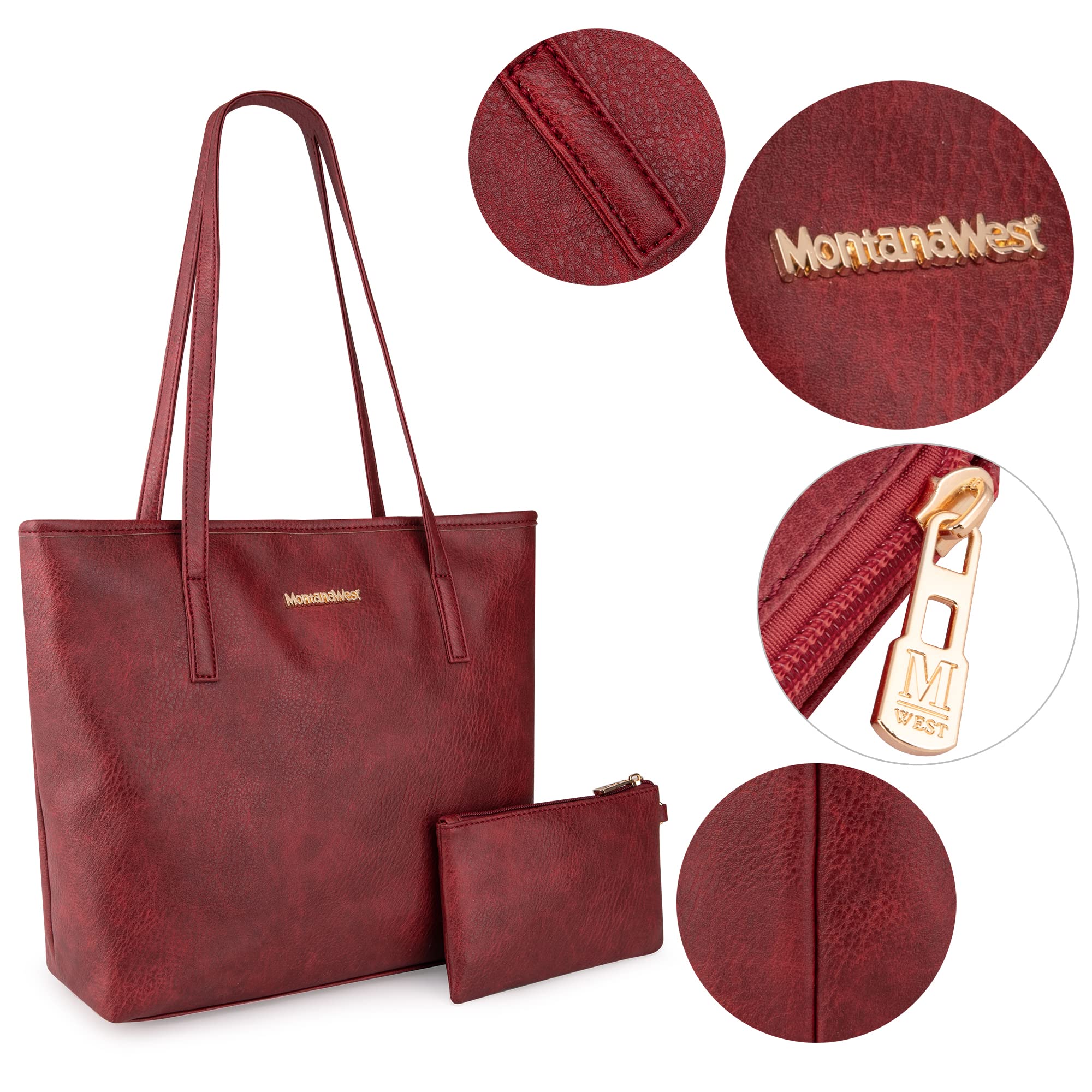 Montana West Vegan Leather Tote Bags for Women - Stylish Top Handle Shoulder Purses & Handbags | Perfect for Work, Travel & Everyday Use