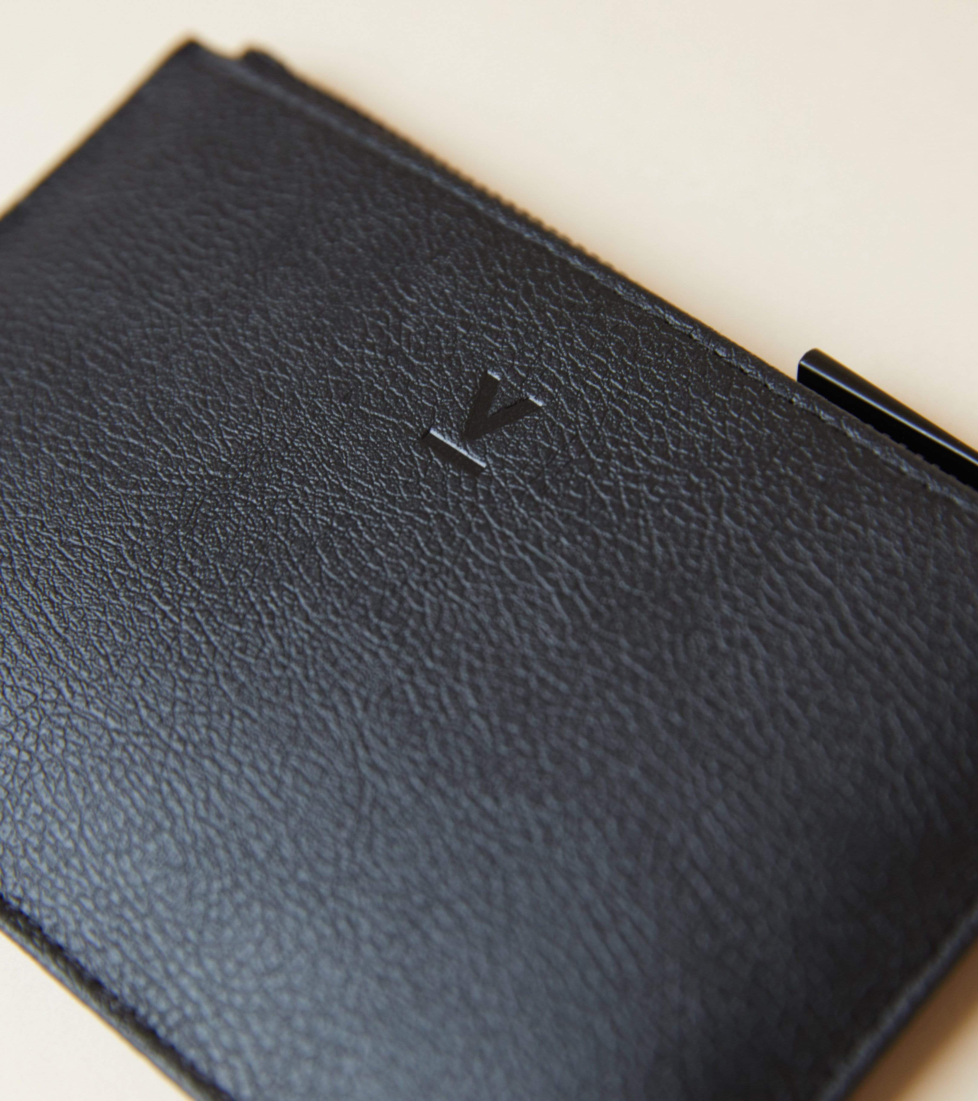 Vegan Leather Apple Card Holder Pouch - Slim RFID Blocking Wallet for Credit Cards & ID | Perfect for Travel, Minimalist Wallets & Everyday Carry (Black)