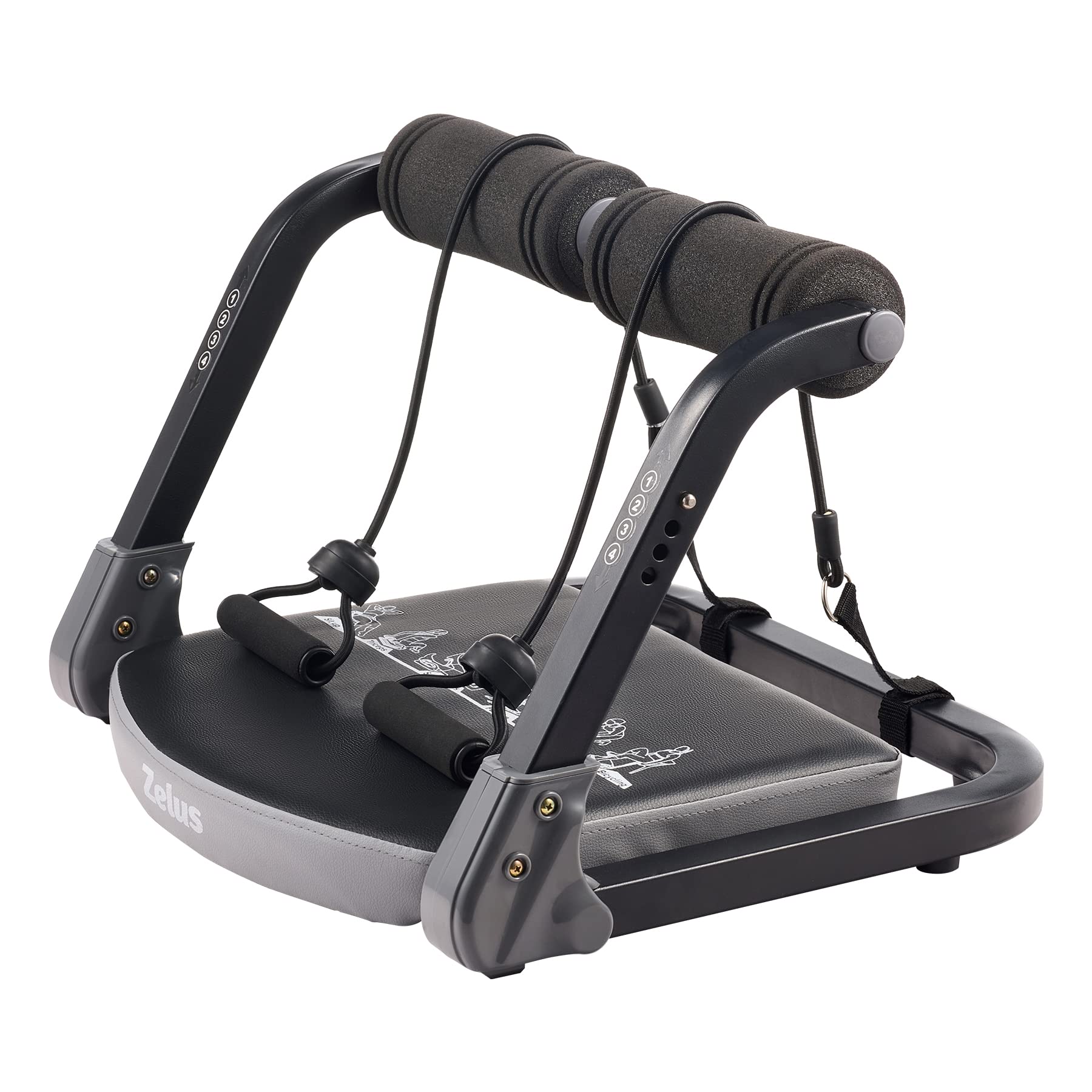 ZELUS 2-in-1 Ab Machine with Resistance Bands - Adjustable 4-Level Intensity Core Trainer for Home Gym | Full Body Workout Equipment with Rebound Assist | Perfect for Home Fitness, Strength Training & Toning Exercises
