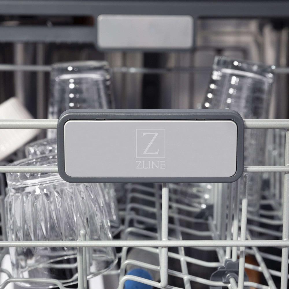 ZLINE 24 Inch Monument Series 3rd Rack Top Touch Control Dishwasher - Black Matte Panel, Ultra Quiet 45dBa (DWMT BLM 24) | Perfect for Modern Kitchens, Small Families & Energy-Efficient Homes