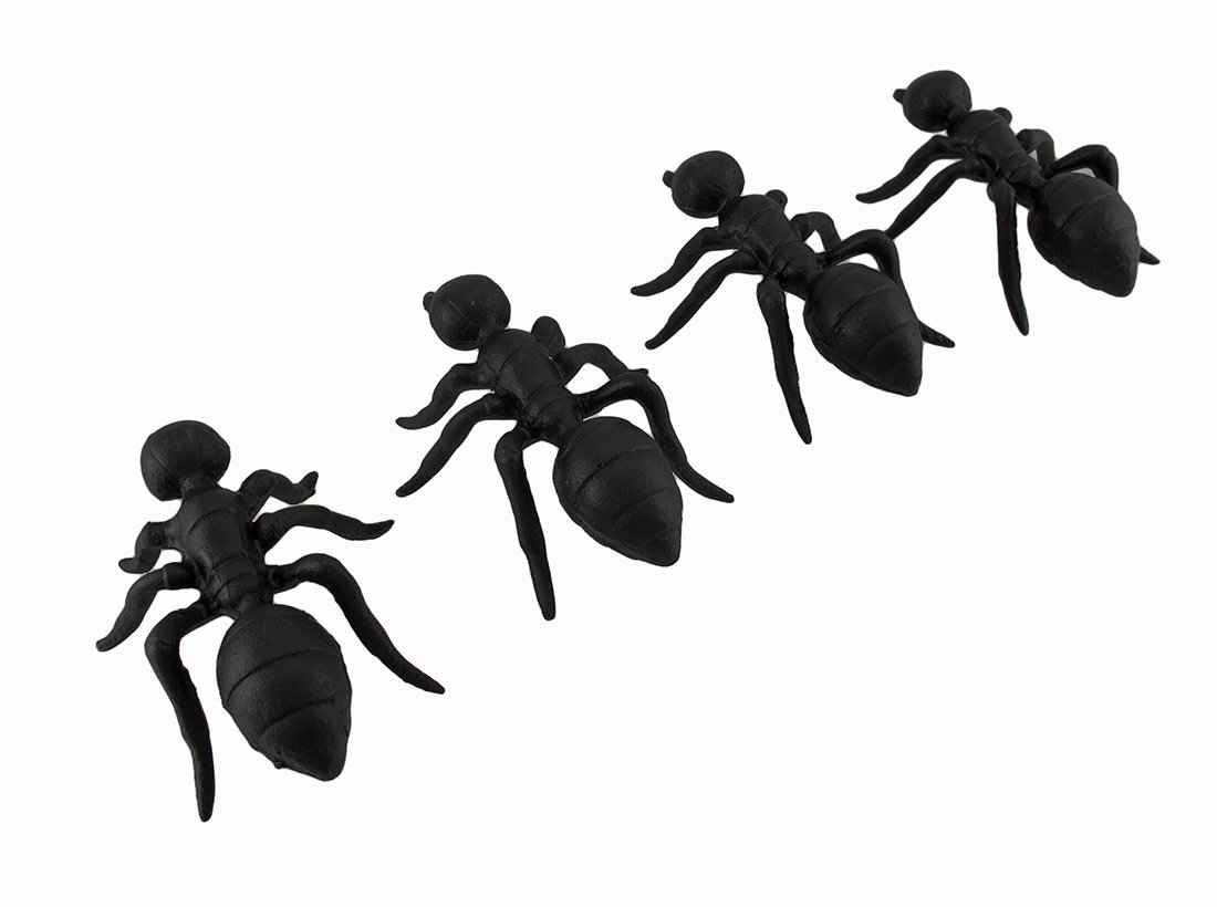 Zeckos Set of 4 Black Cast Iron Ant Statues - Realistic Insect Decor Figures for Garden, Home, and Office Decoration