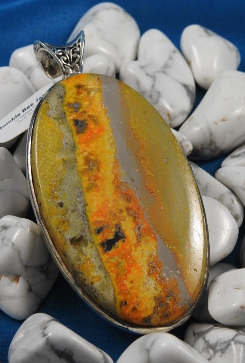 Bumblebee Jasper Sterling Silver Pendant Necklace - Natural Stone Jewelry for Women - Perfect for Everyday Wear & Spiritual Healing