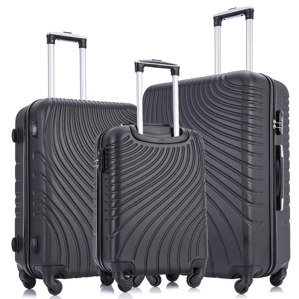 Apelila 3-Piece Hardshell Spinner Luggage Set - Lightweight Carry On Suitcase with 360° Wheels (Black) - Perfect for Air Travel, Business Trips & Weekend Getaways