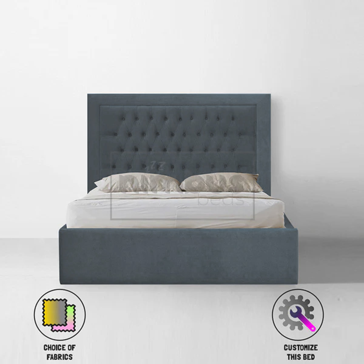 Chesterfield Bumper Bed Frame - Queen Size Upholstered Platform Bed with Tufted Headboard for Bedroom | Perfect for Modern, Classic & Luxury Home Decor