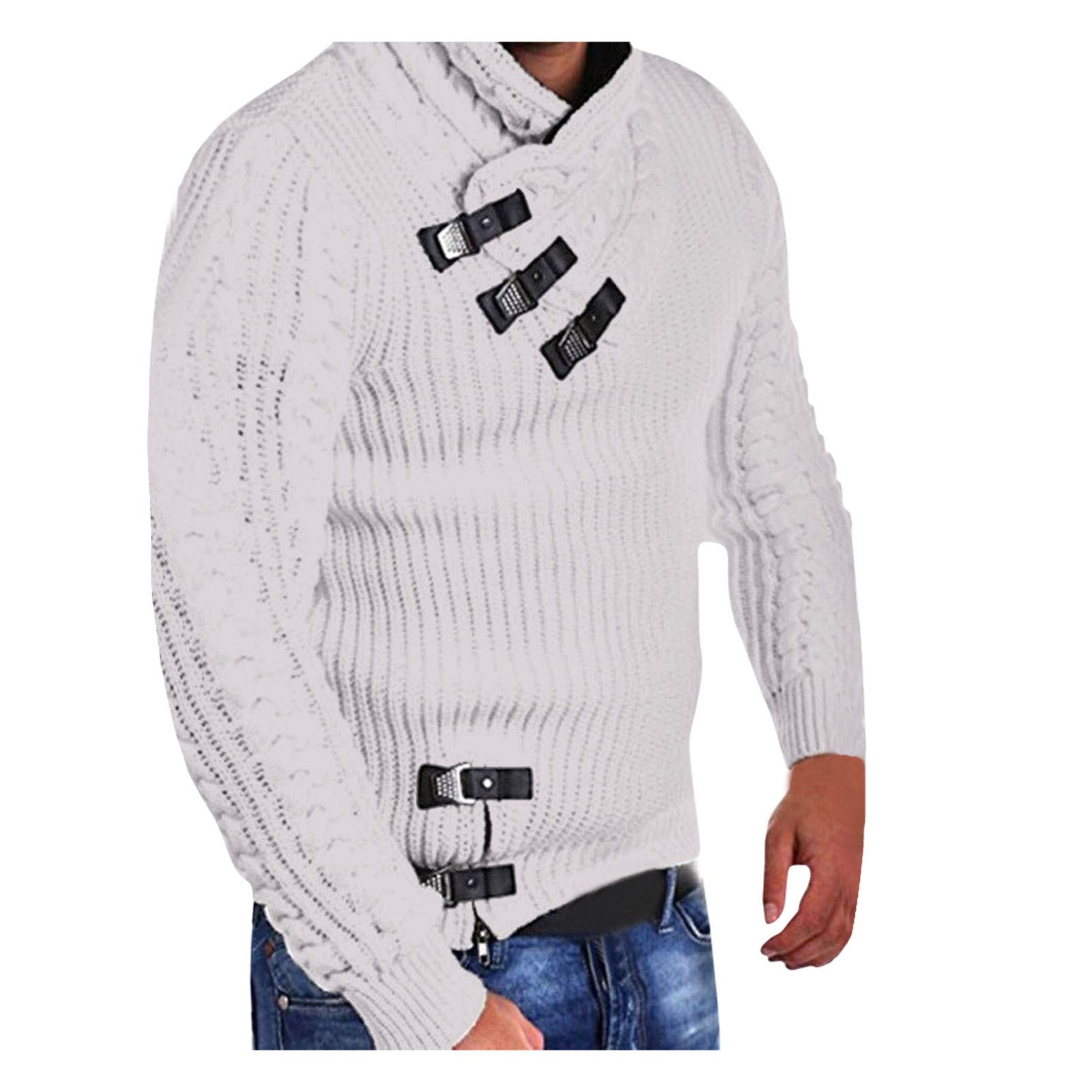 5XL Men's Long Sleeve Winter Sweater - Solid Color Casual Dress Shirt for Big & Tall - Office Wear, Holiday Outfits & Formal Occasions