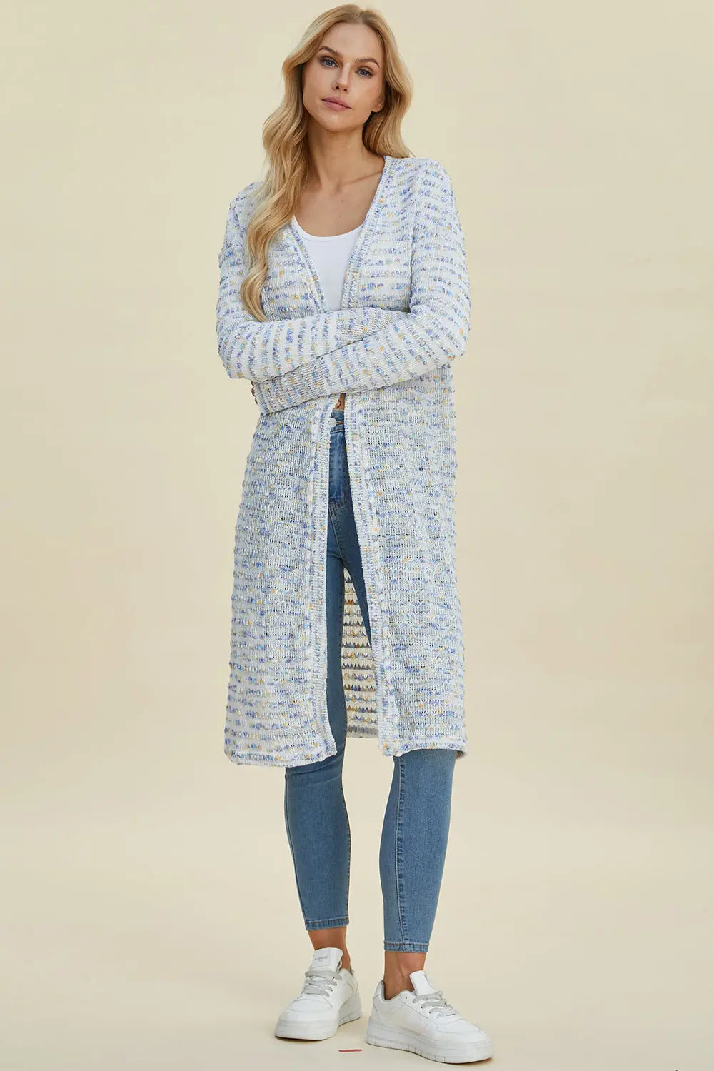 Double Take Full Size Open Front Longline Cardigan for Women | Soft & Cozy Knit Sweater | Perfect for Layering, Office Wear & Casual Outfits