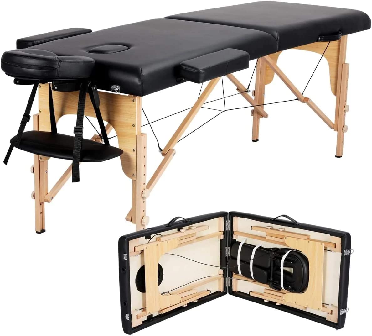 Portable Massage Table 84 Inch - Adjustable 2 Fold Massage Therapy Bed with Face Cradle & Non-Woven Carrying Bag - Professional Spa Salon Massage Bed for Home & Clinic Use - Ideal for Therapists, Chiropractors & Relaxation Treatments