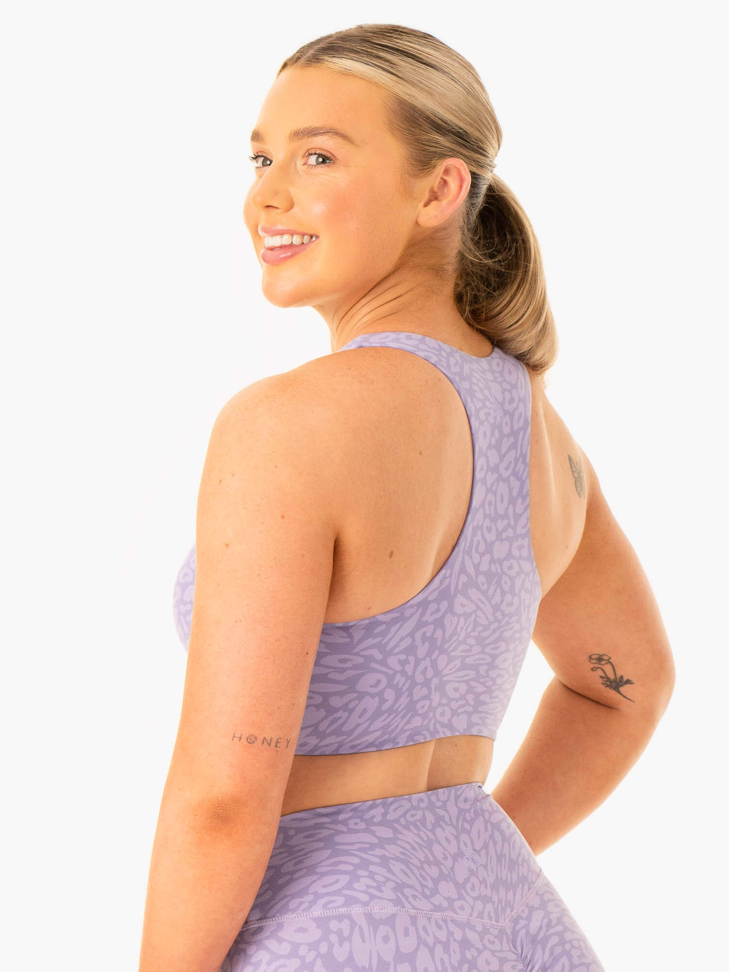 Rotation Sports Bra Iris Leopard - High Support Workout Top for Women - Yoga, Running, Gym & Fitness Activities
