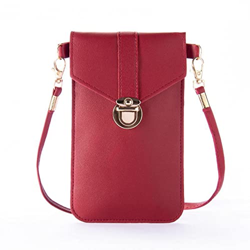 Lightweight Touch Screen PU Leather Crossbody Bag with Clear Window & Adjustable Strap - Coin Purse Handbag for Women, Perfect for Shopping, Travel & Everyday Use