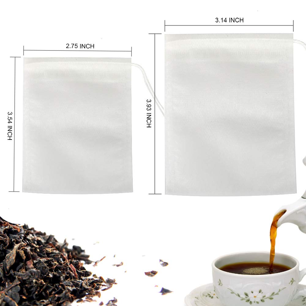 Premium Disposable Empty Tea Bags for Loose Leaf Tea - 200pcs Biodegradable Filter Bags (2.76x3.54in & 3.15x3.94in) - Perfect for Home Brewing, Iced Tea, Herbal Infusions & DIY Tea Gifts