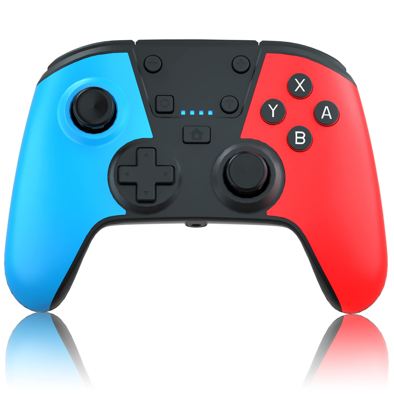 Wireless Switch Pro Controller for Nintendo Switch & Switch Lite - Dual Vibration, Gyro Motion Control, Wake-Up Function & Adjustable Turbo (Blue/Red) - Perfect for Gaming, Party Play & Travel Entertainment