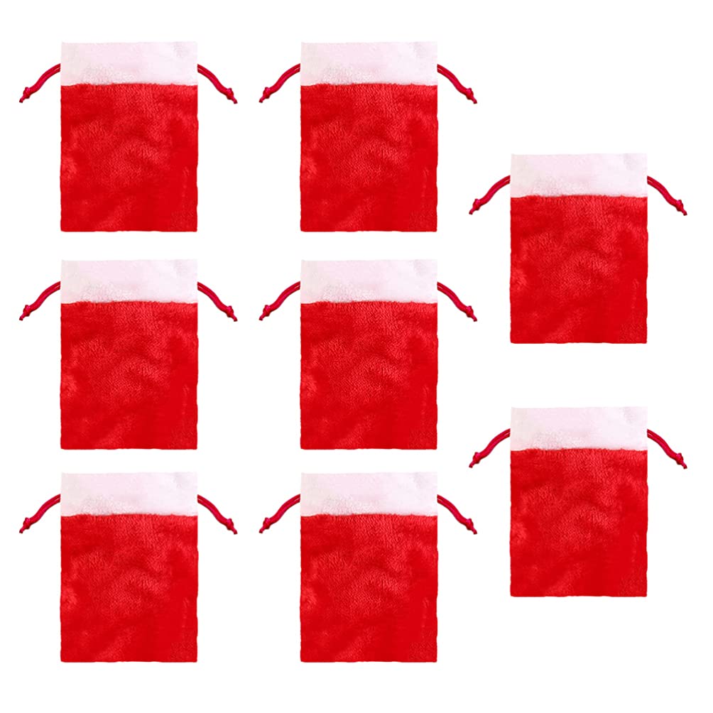 Luxury Christmas Nativity Decor Set - 8Pcs Flannel Velour Drawstring Bags for Jewelry, Candy, Coins & Party Favors | Perfect for Xmas Gifts, Weddings & Holiday Celebrations