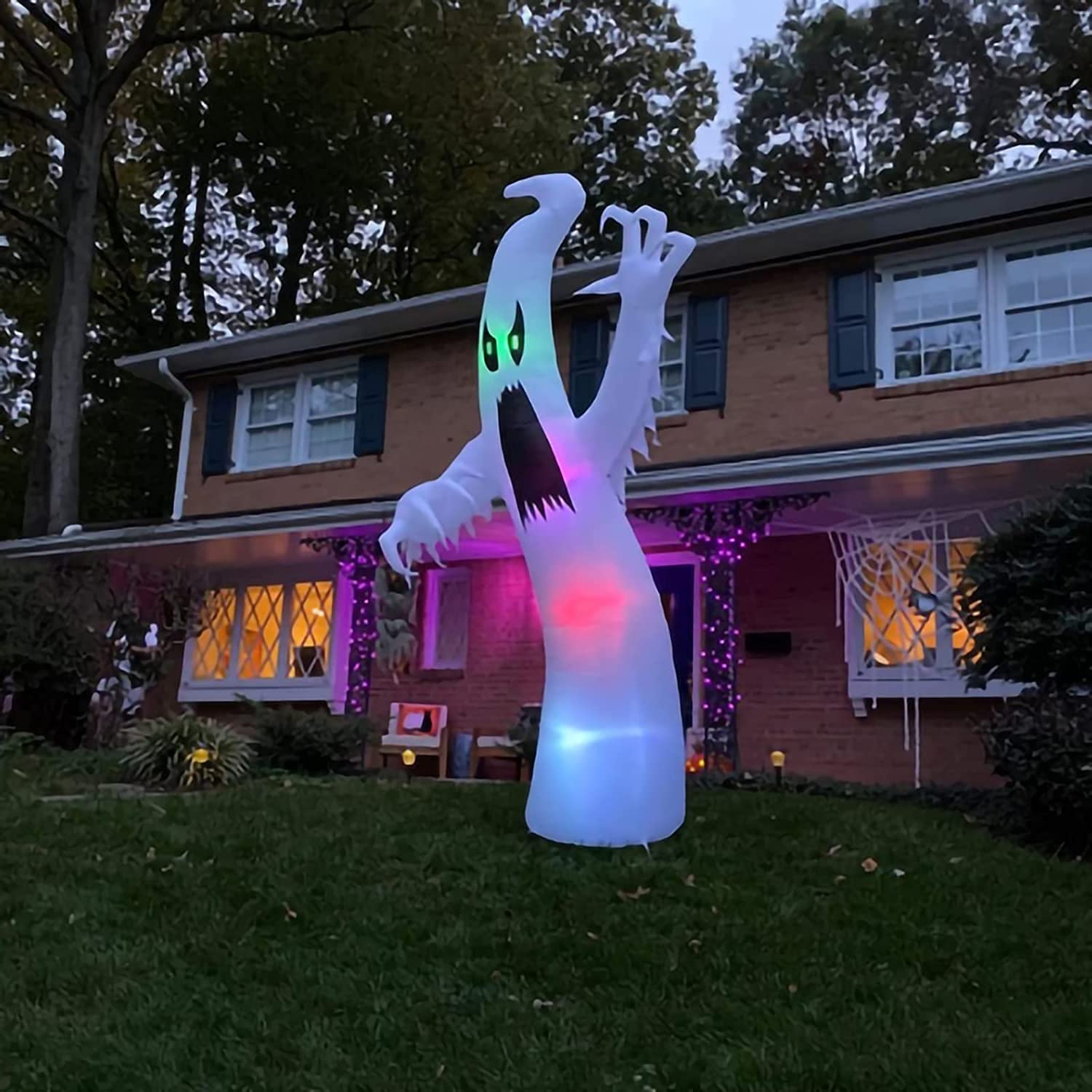 Halloween Inflatable Ghost Decorations - 6FT Outdoor Scary White Ghost with Color Changing LED Lights, Blow Up Yard Decor for Haunted House, Party, Indoor & Outdoor Halloween Decorations (Perfect for Front Yard, Backyard, and Halloween Party Decor)