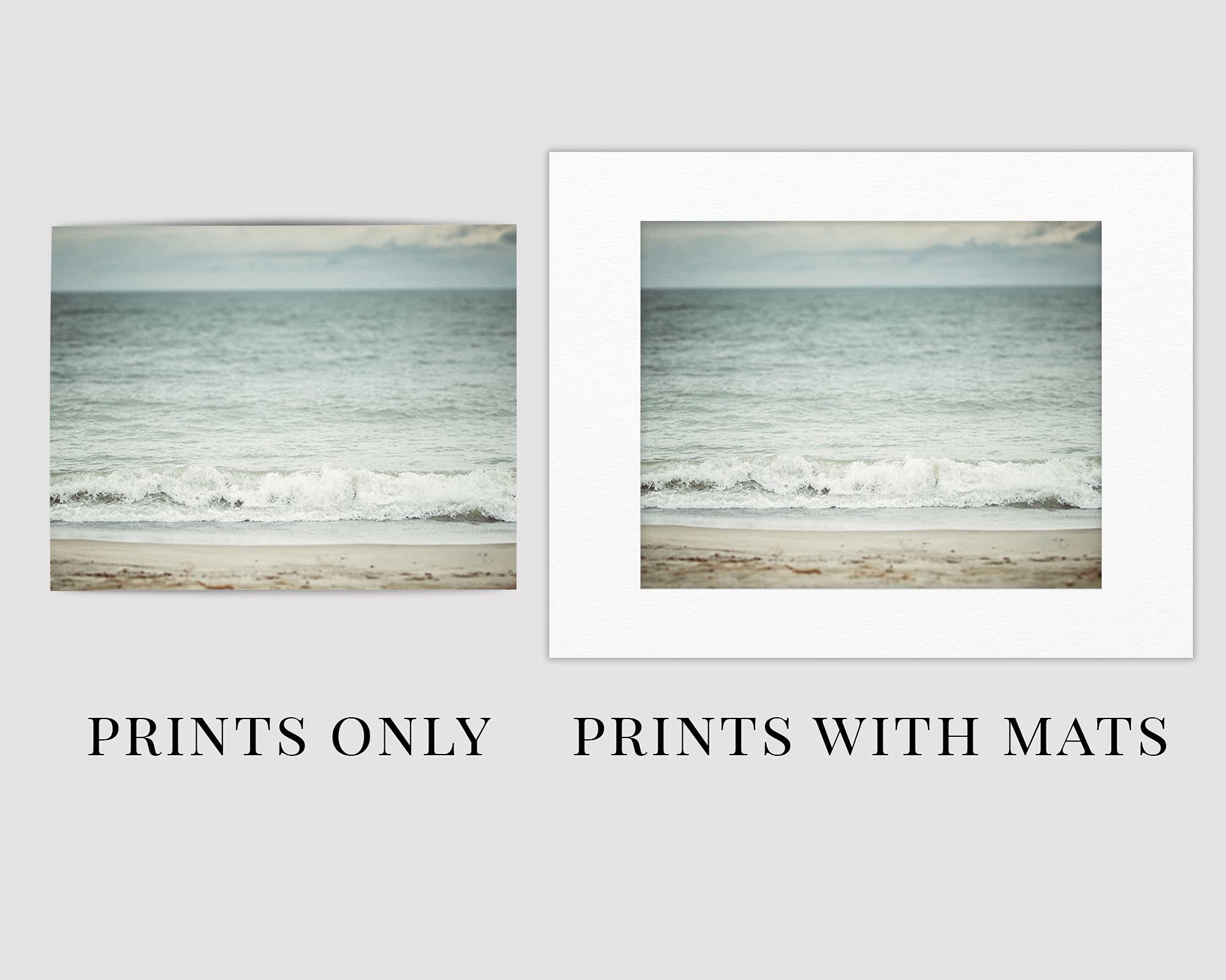 Coastal Beach Wall Art Set of 4 - 8x10” Unframed Ocean Photo Prints in Blue, Beige & Green | Perfect for Bathroom, Bedroom & Office Decor | Beach House & Coastal Living Room Wall Art