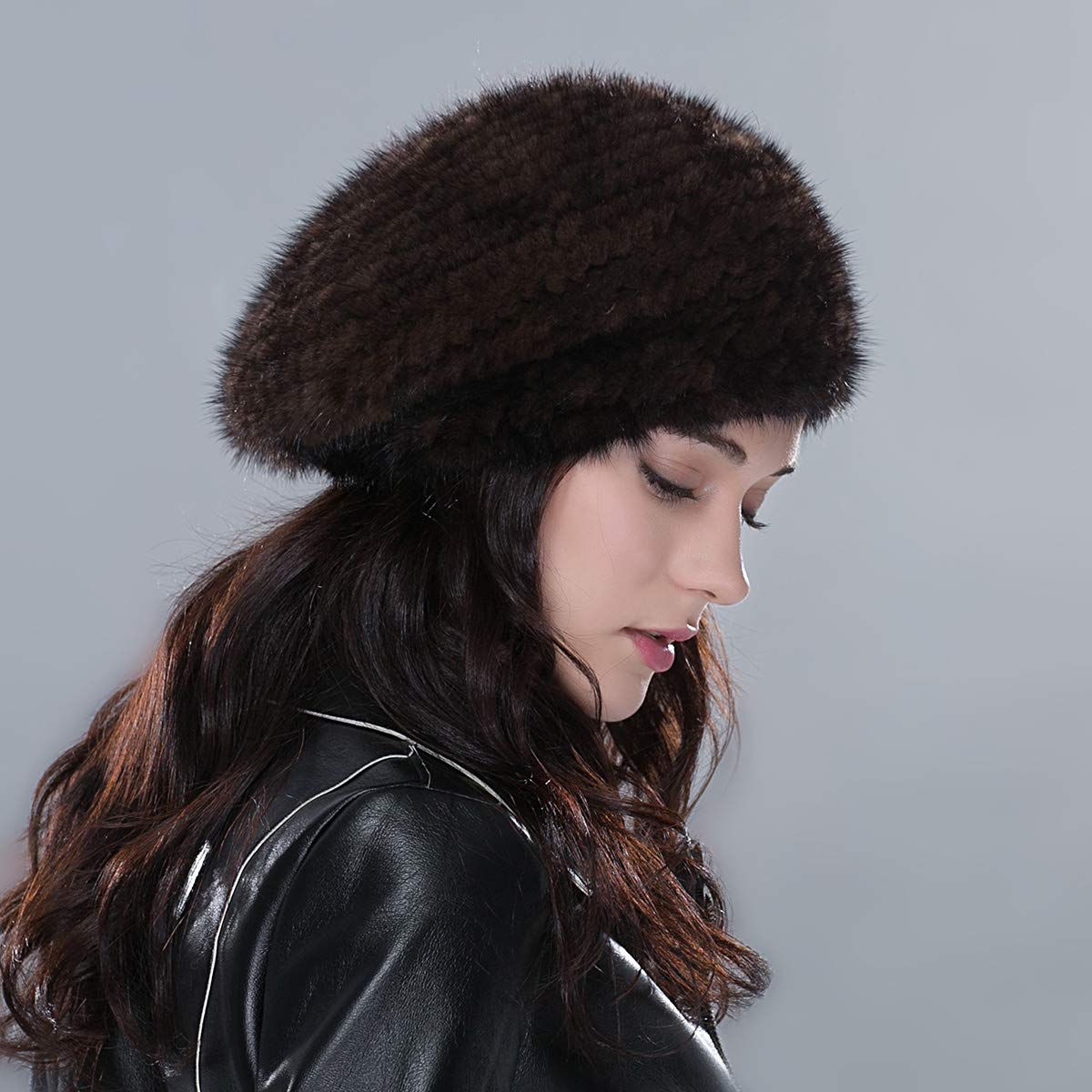 Luxury Real Mink Fur Beret for Women - Genuine Winter Fur Beanie Hat with Knit Lining - Perfect for Cold Weather Fashion & Outdoor Activities
