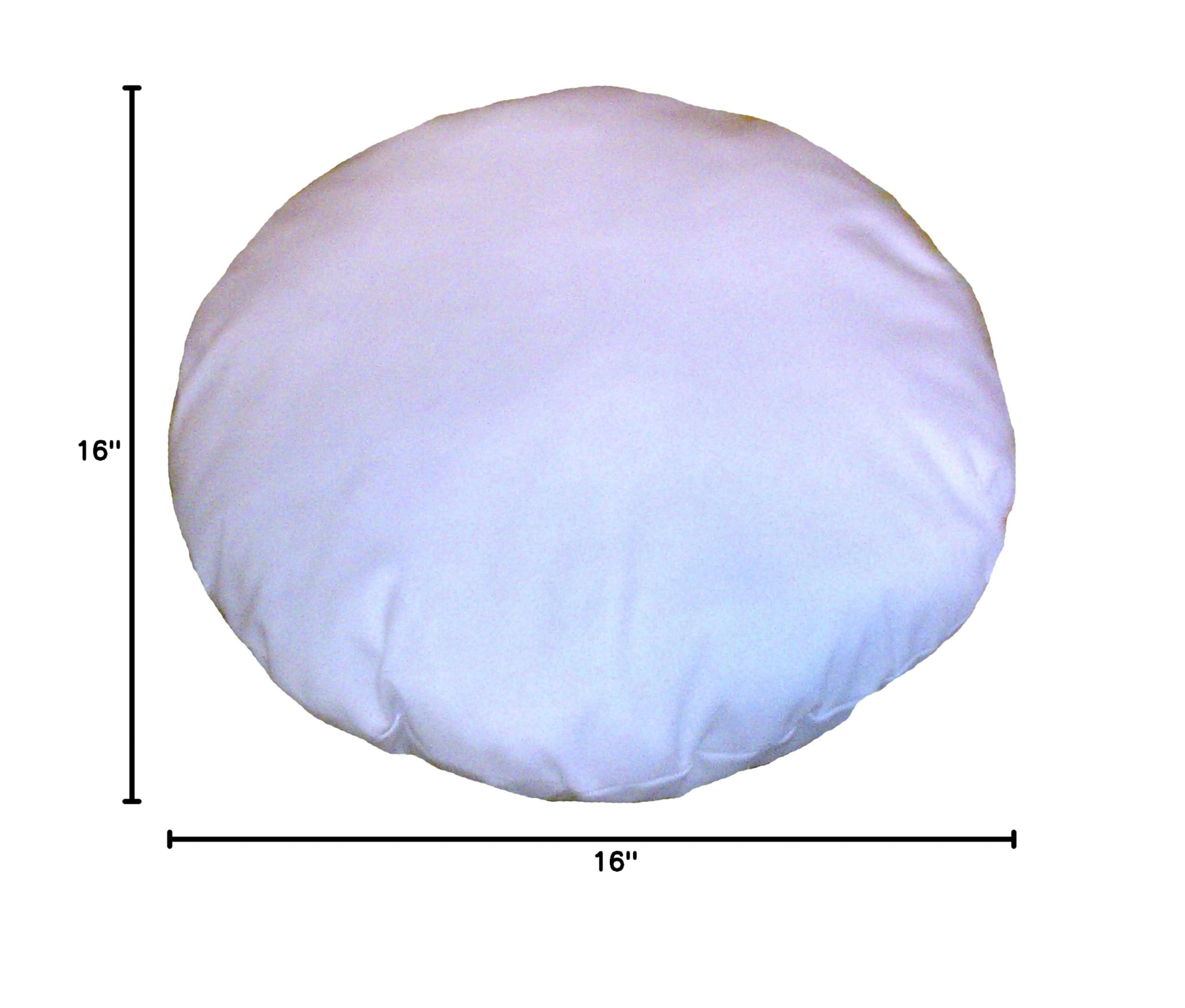 16 Inch Round White Cotton-Blend Throw Pillow Insert - Soft & Fluffy Decorative Cushion for Sofa, Bed, Chair - Perfect for Living Room, Bedroom & Home Decor