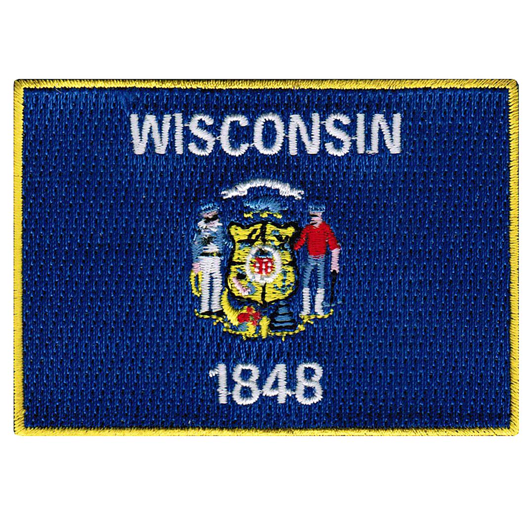 Wisconsin State Flag Embroidered Patch - Iron-On WI Emblem with Blue Design for Jackets, Hats & Backpacks | Official Badge for WI Pride & Souvenirs