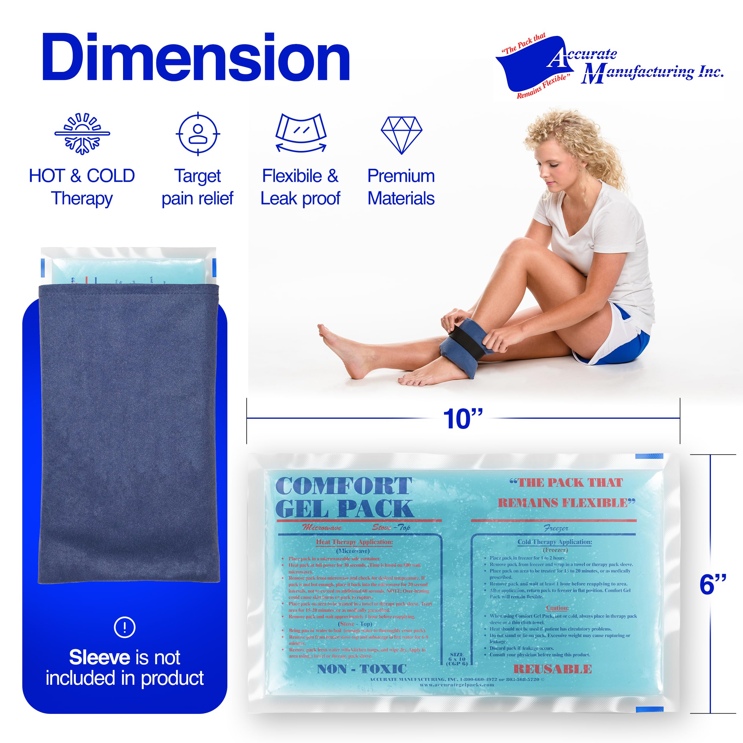 Reusable Hot & Cold Therapy Gel Packs for Pain Relief - Flexible 6