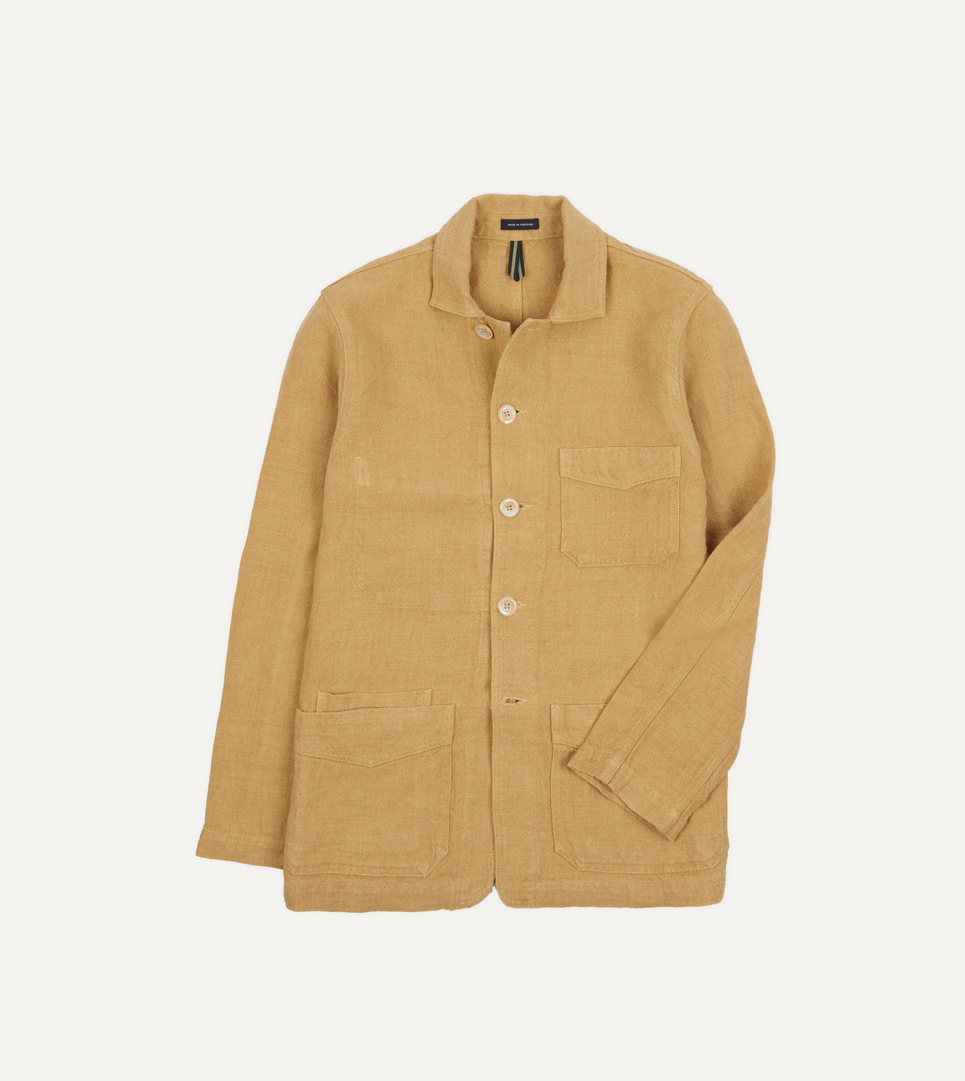 Men's Sand Linen Five-Pocket Chore Jacket - Lightweight Workwear for Outdoor Activities, Gardening & Casual Wear