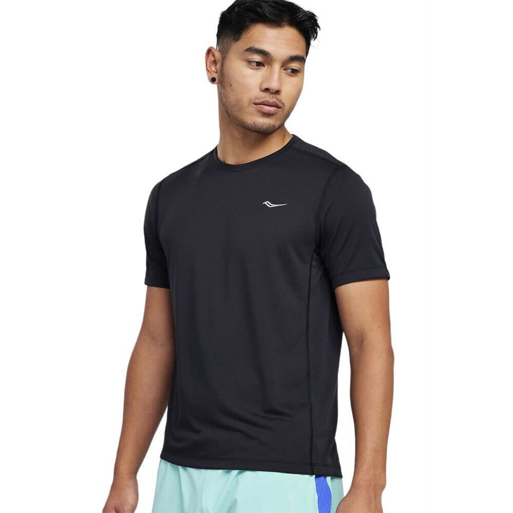 Men's Saucony Stopwatch Performance Short Sleeve Running Shirt - Lightweight Moisture-Wicking Athletic Top for Jogging, Gym Workouts & Outdoor Sports