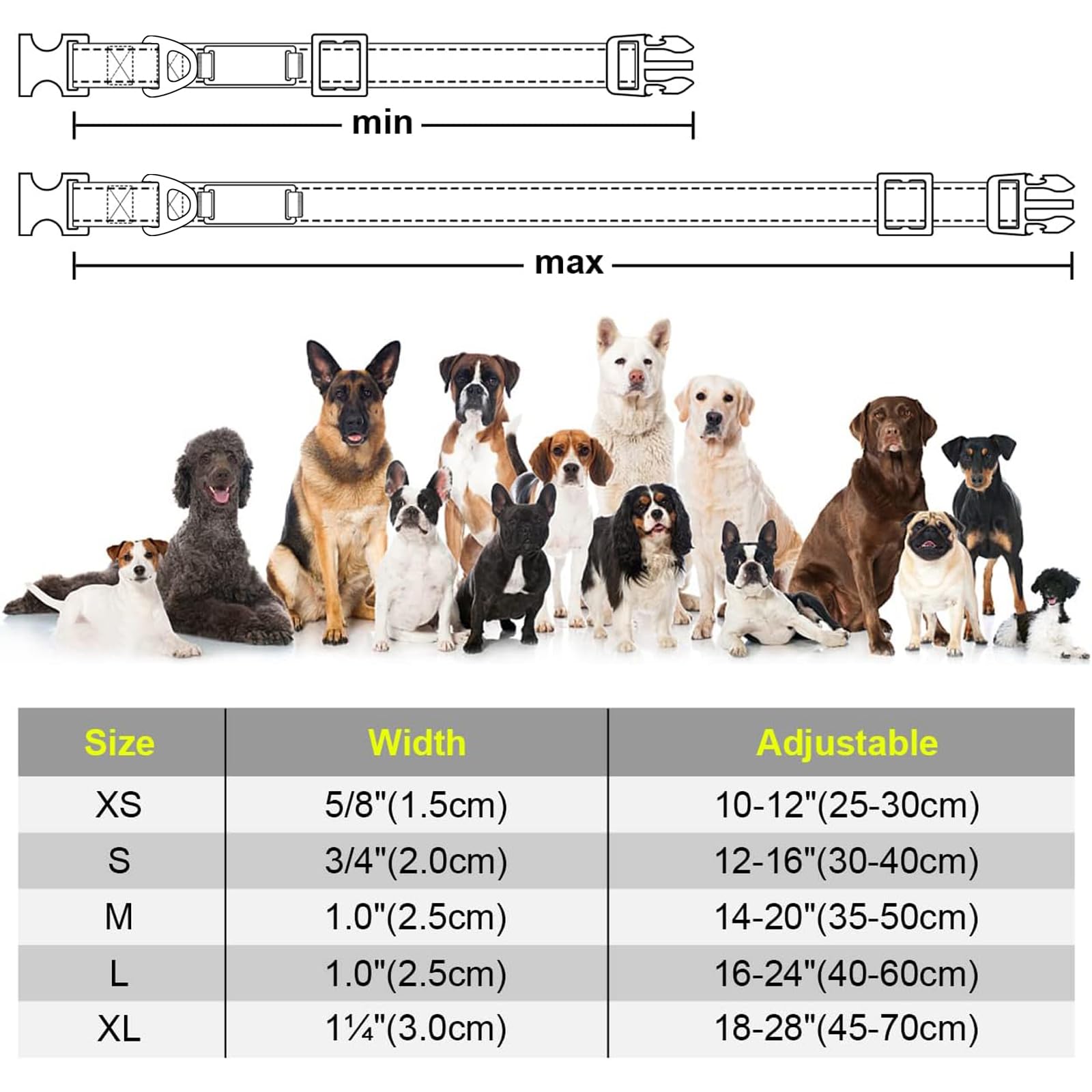 Personalized Dog Collar with Name Plate | Custom Engraved Reflective Pet Collar for Large Dogs | Khaki Color | Perfect for Night Walks & Outdoor Adventures