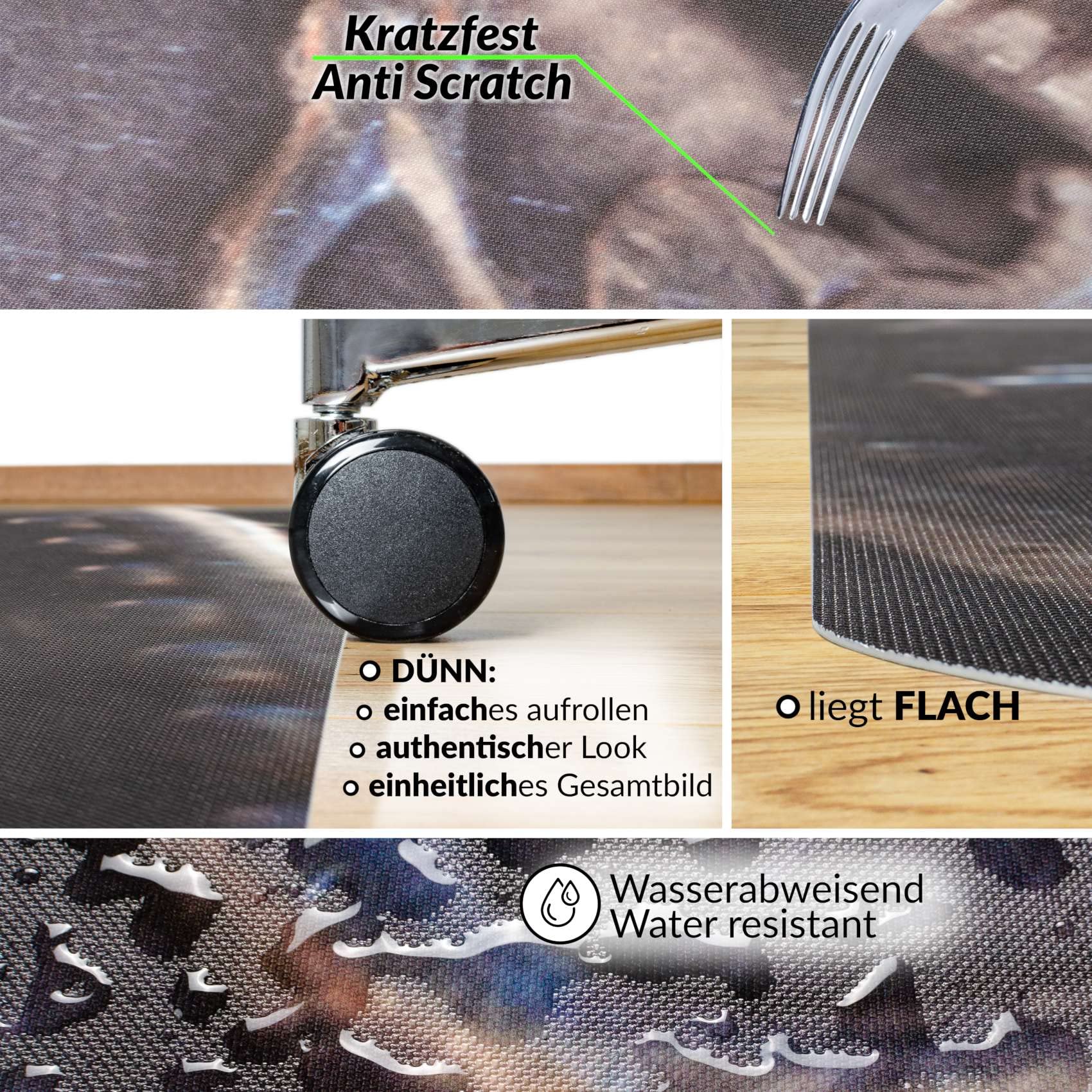 Non-Slip Office Chair Mat with Large Base - Scratch-Resistant Desk Mat for Hardwood Floors & Hard Surfaces - Perfect for Home Office, Gaming Setup & Workspace Protection