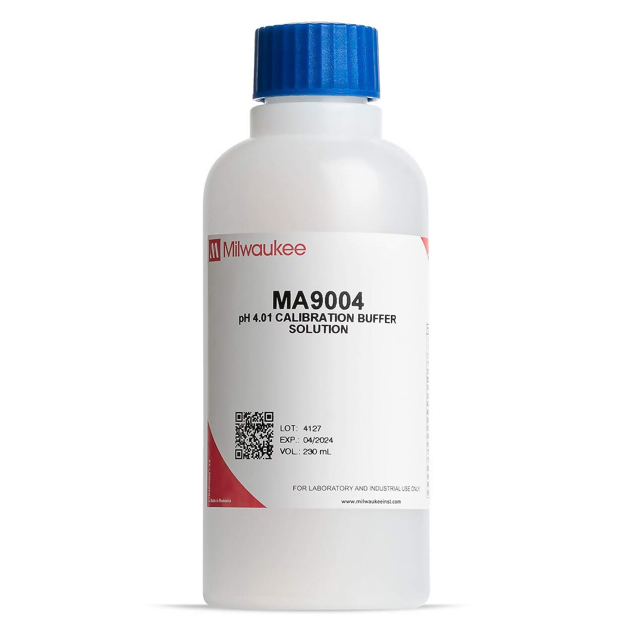 Milwaukee MA9004 pH 4.01 Buffer Solution (230 mL) - Calibration Fluid for pH Meters & Water Testing | Laboratory, Aquarium, Pool Maintenance